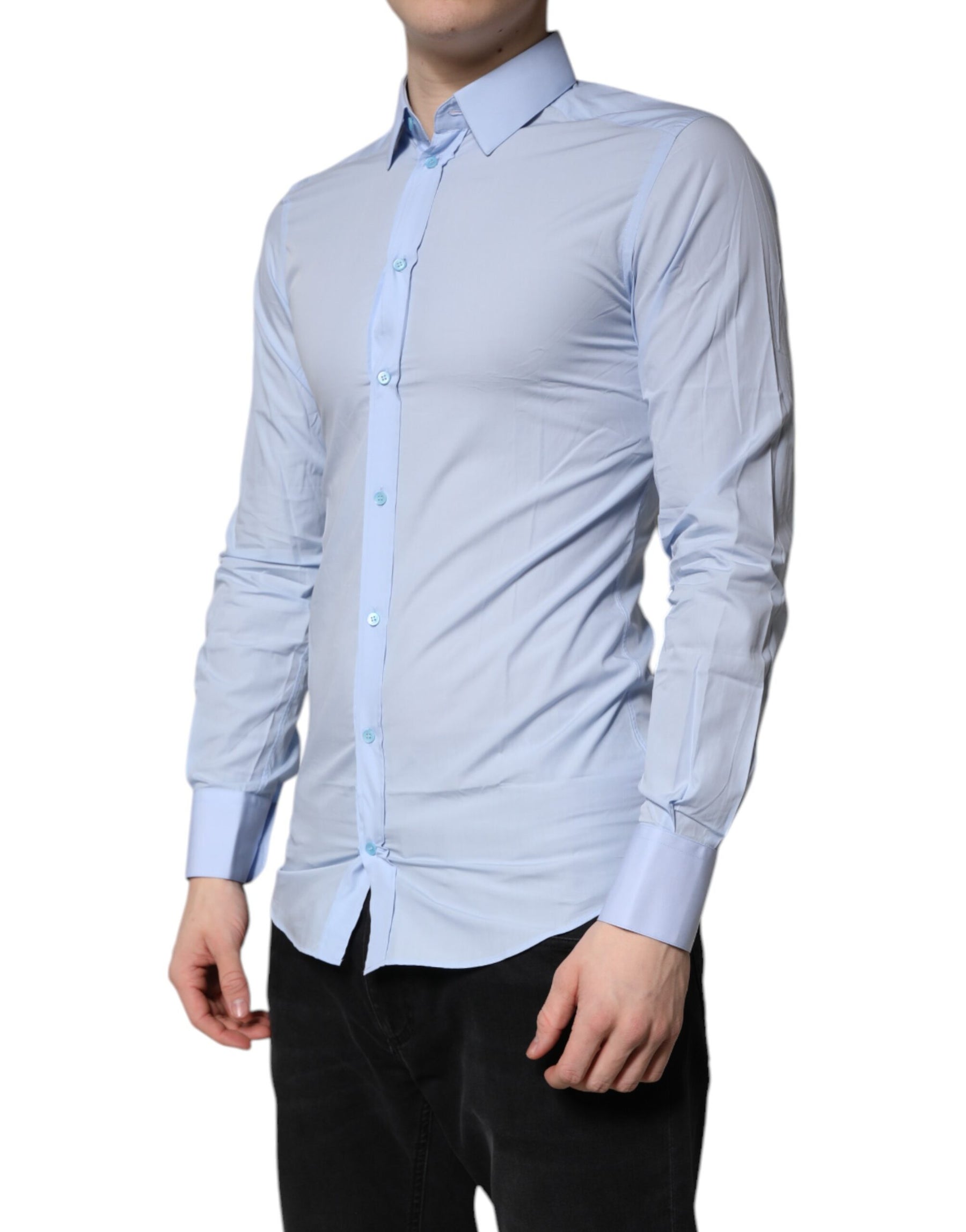Dolce & Gabbana Light Blue Cotton GOLD Dress Formal Shirt | Regal Royce