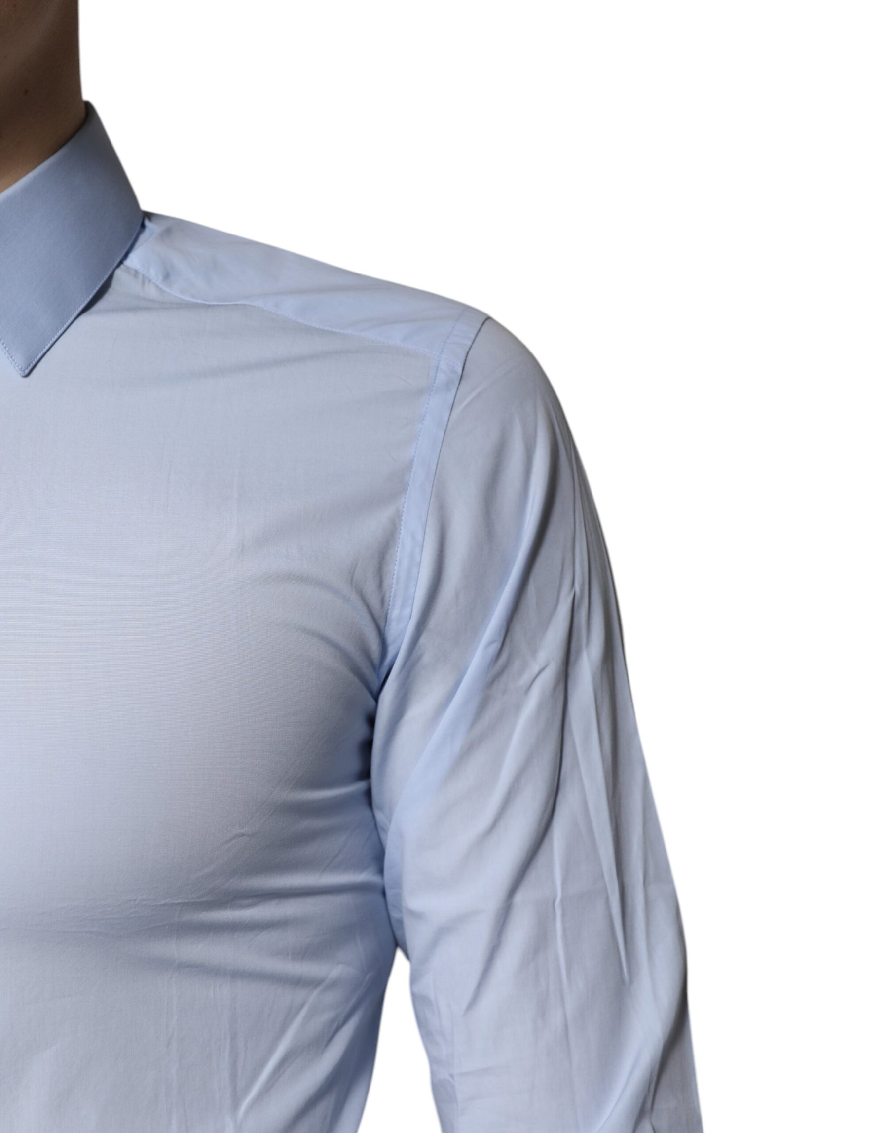 Dolce & Gabbana Light Blue Cotton GOLD Dress Formal Shirt | Regal Royce