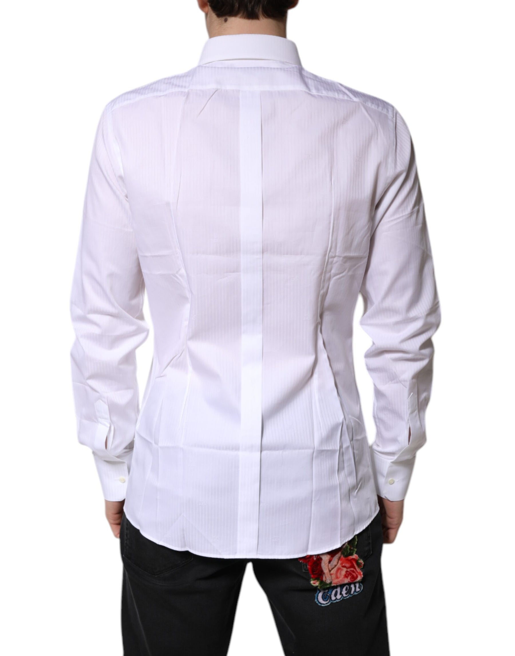 Dolce & Gabbana White Cotton Collared GOLD Dress Formal Shirt | Regal Royce