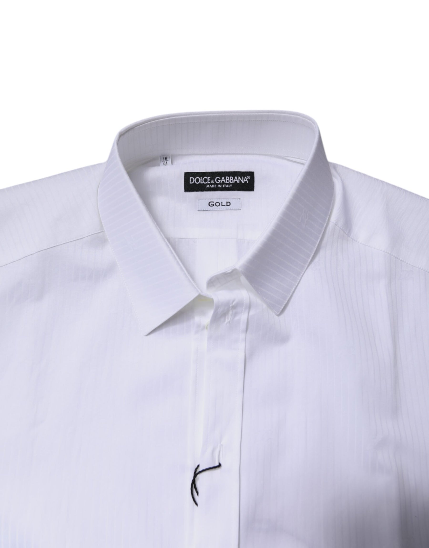 Dolce & Gabbana White Cotton Collared GOLD Dress Formal Shirt | Regal Royce