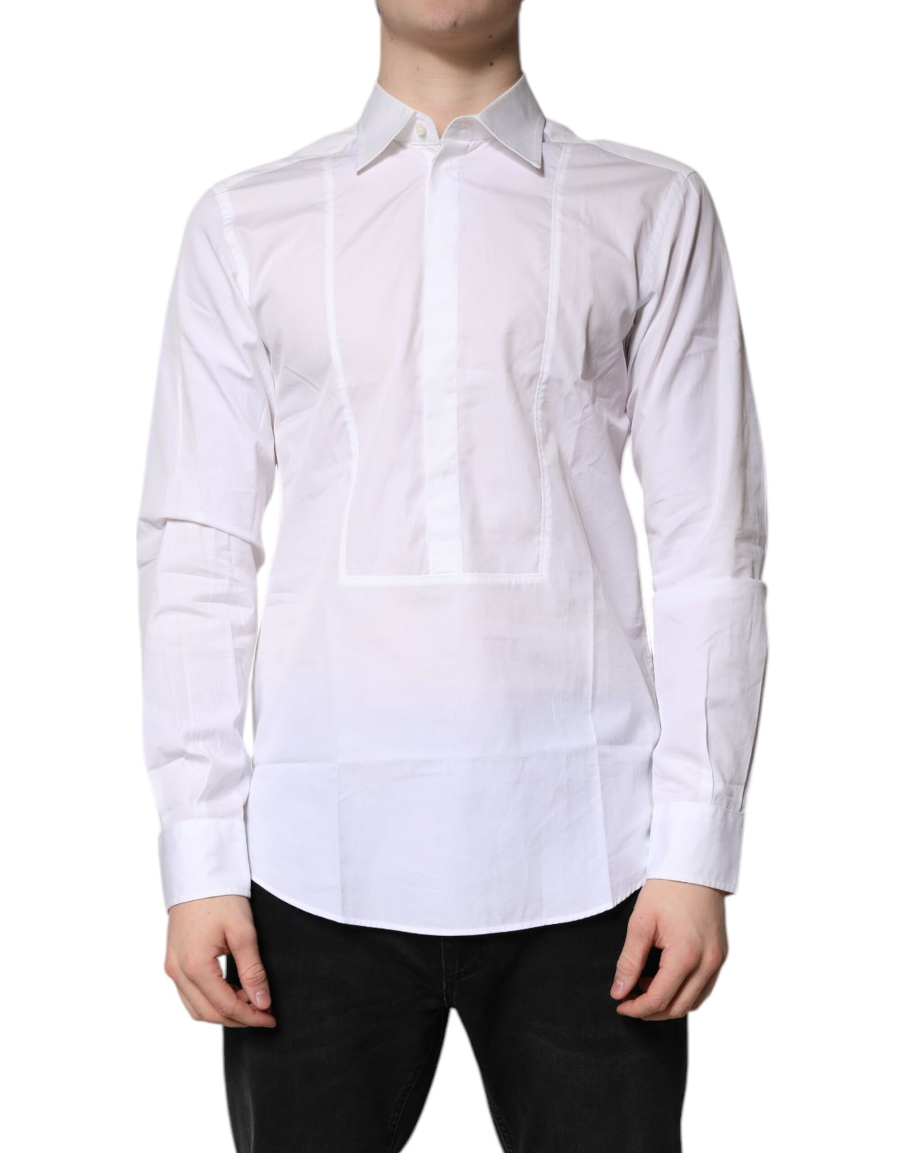 Dolce & Gabbana White Cotton Collared Dress Formal Shirt | Regal Royce