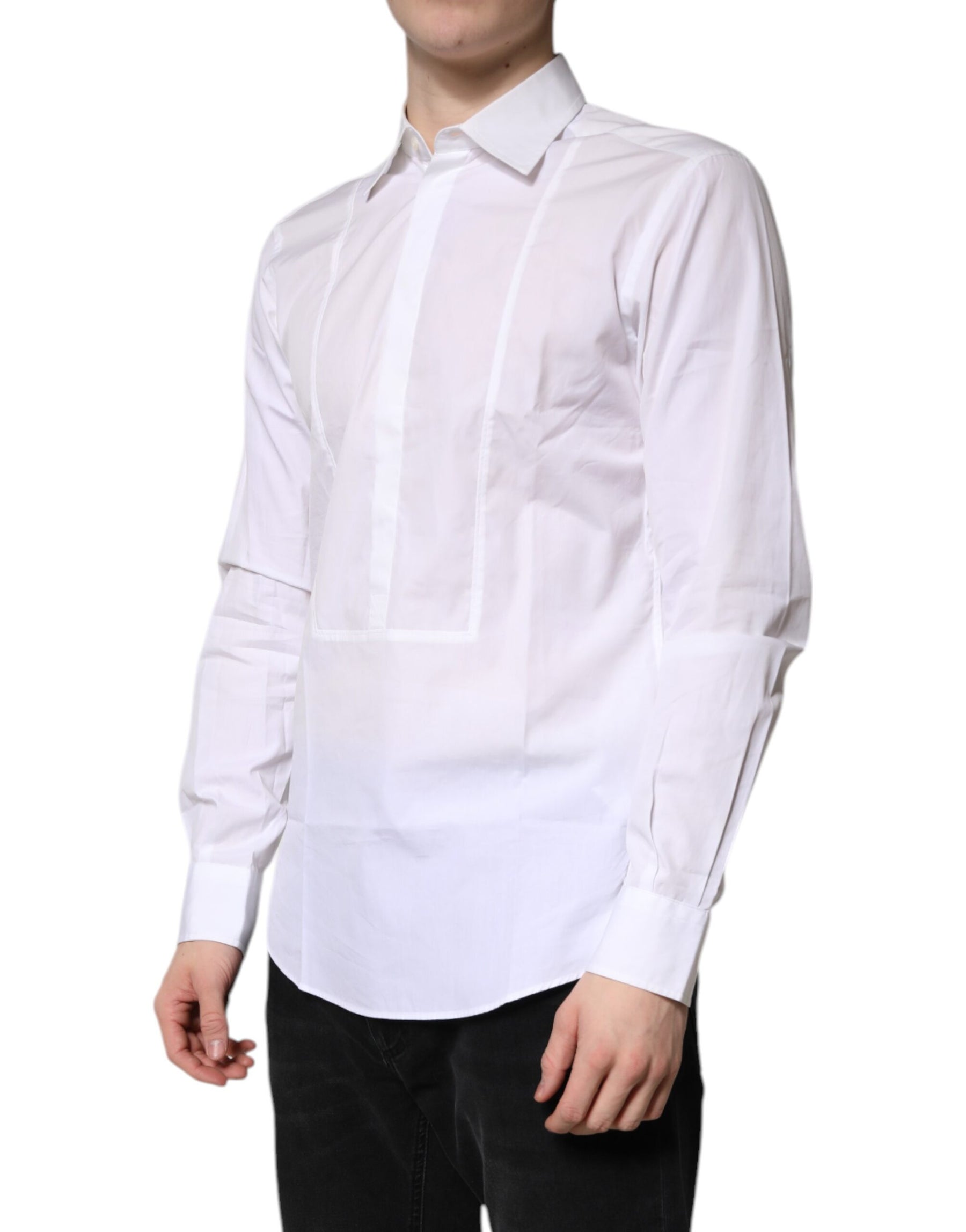 Dolce & Gabbana White Cotton Collared Dress Formal Shirt | Regal Royce