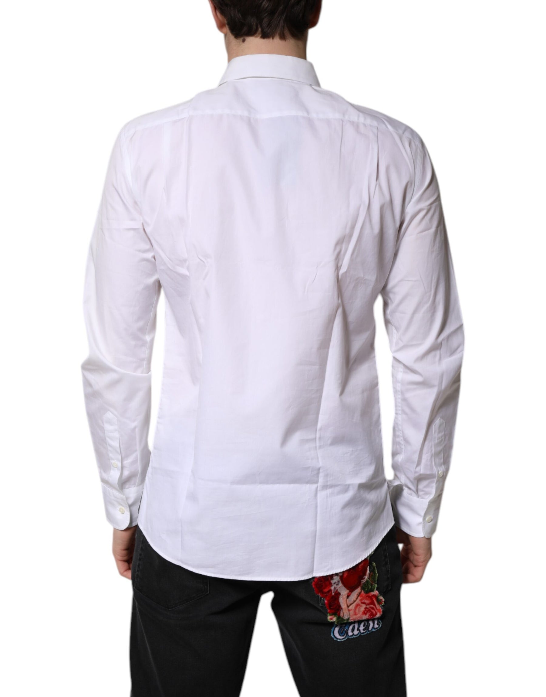 Dolce & Gabbana White Cotton Collared Dress Formal Shirt | Regal Royce