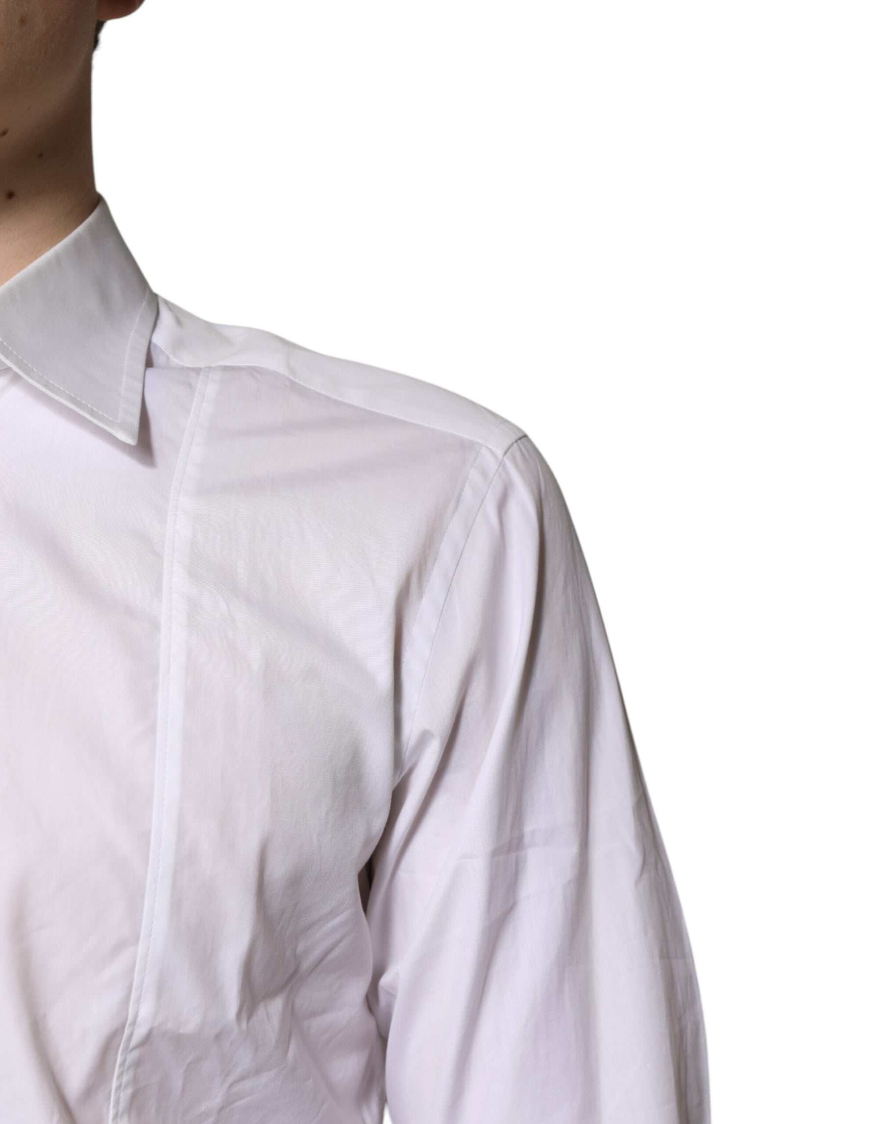 Dolce & Gabbana White Cotton Collared Dress Formal Shirt | Regal Royce
