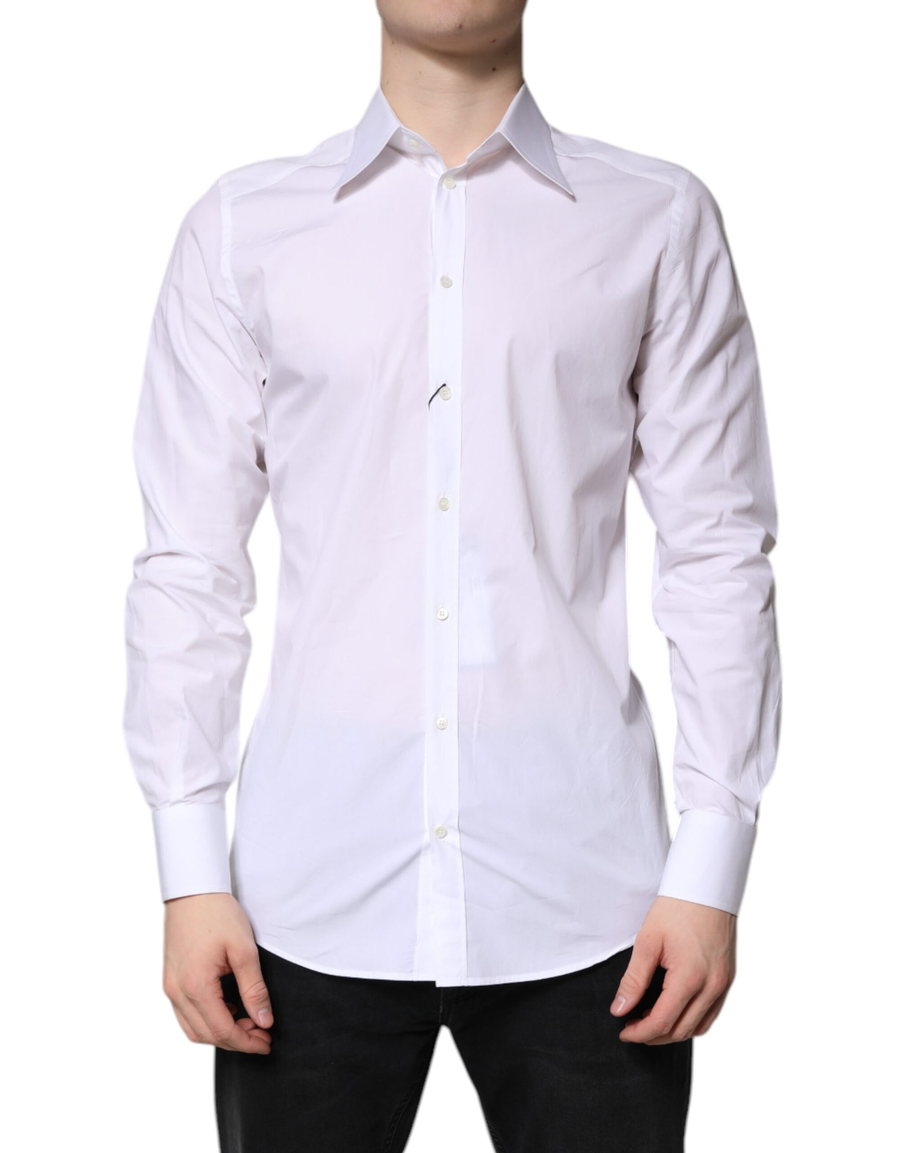 Dolce & Gabbana White Cotton GOLD Dress Formal Shirt | Regal Royce