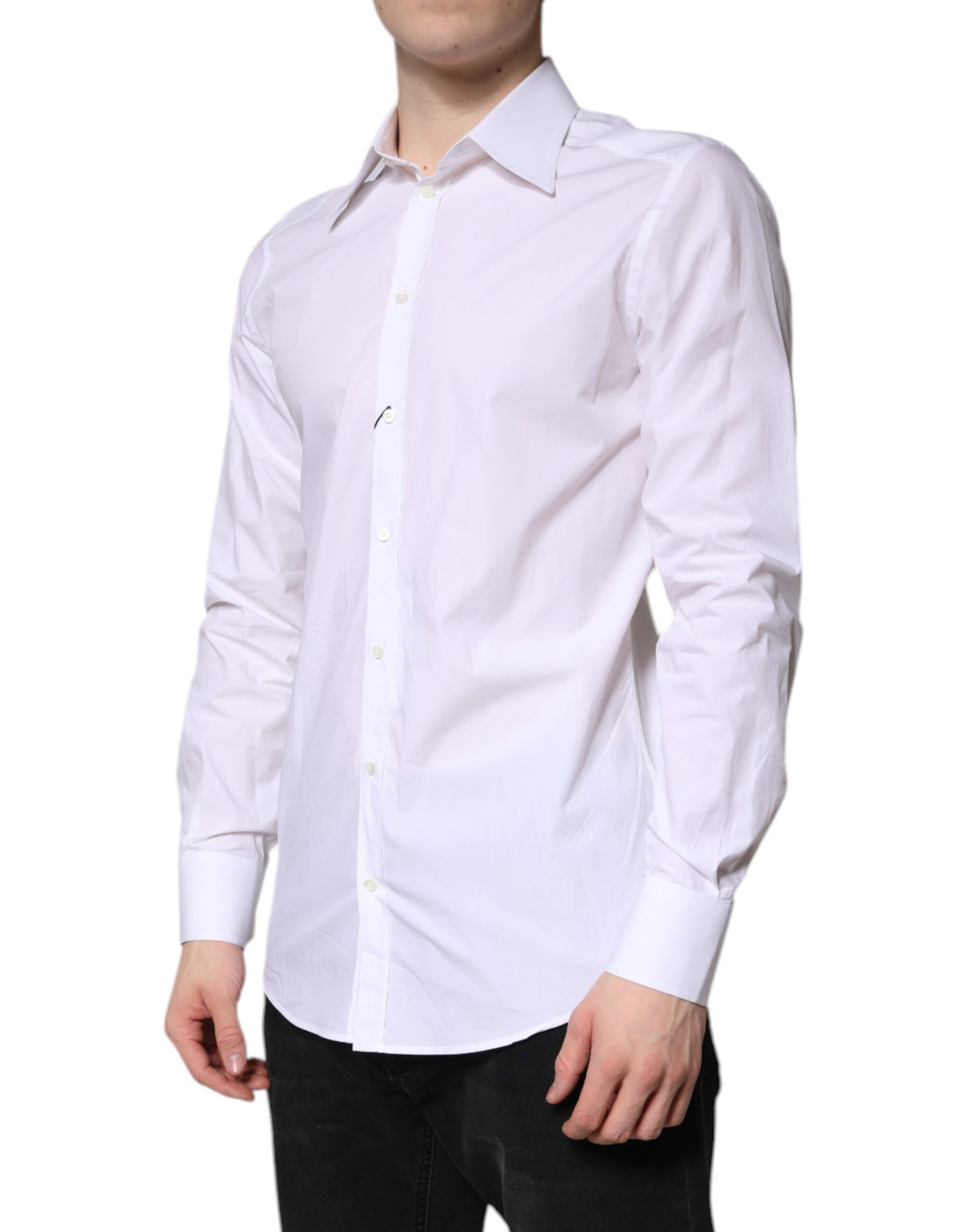 Dolce & Gabbana White Cotton GOLD Dress Formal Shirt | Regal Royce