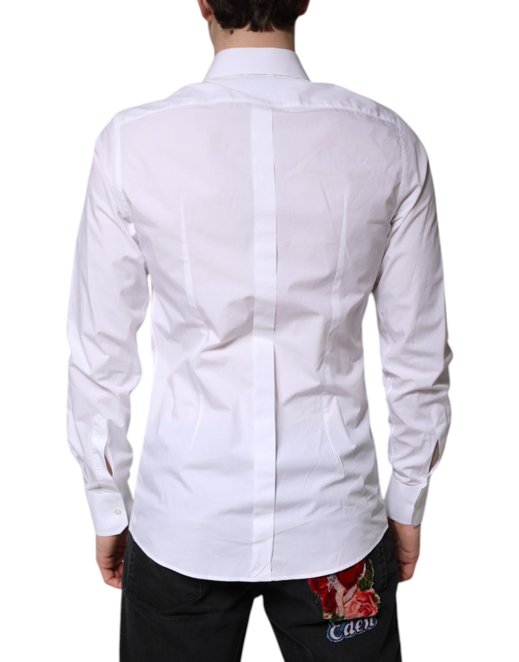 Dolce & Gabbana White Cotton GOLD Dress Formal Shirt | Regal Royce