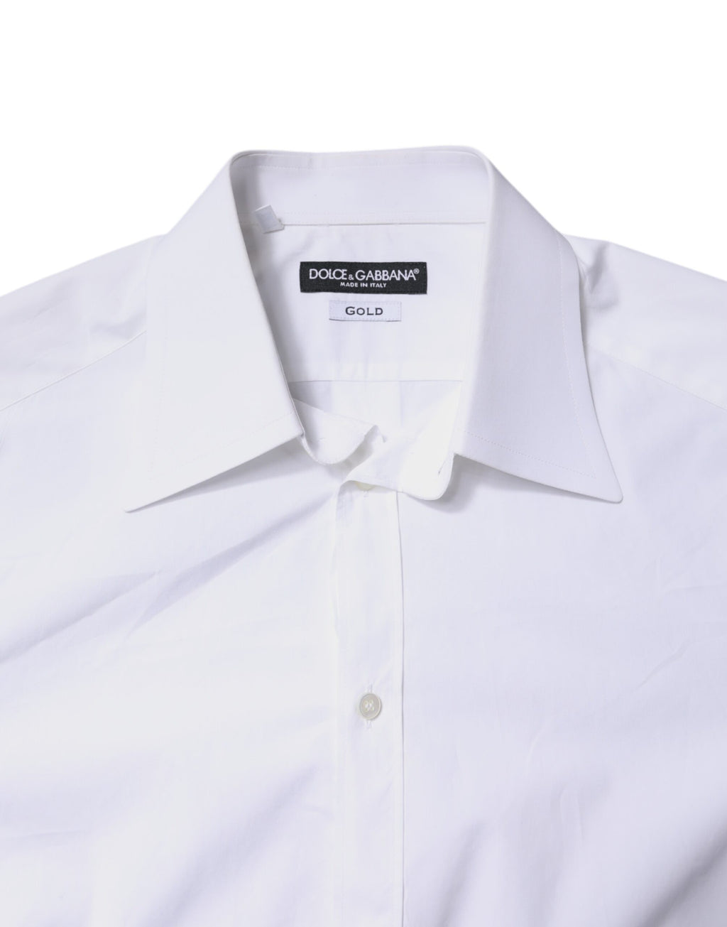 Dolce & Gabbana White Cotton GOLD Dress Formal Shirt
