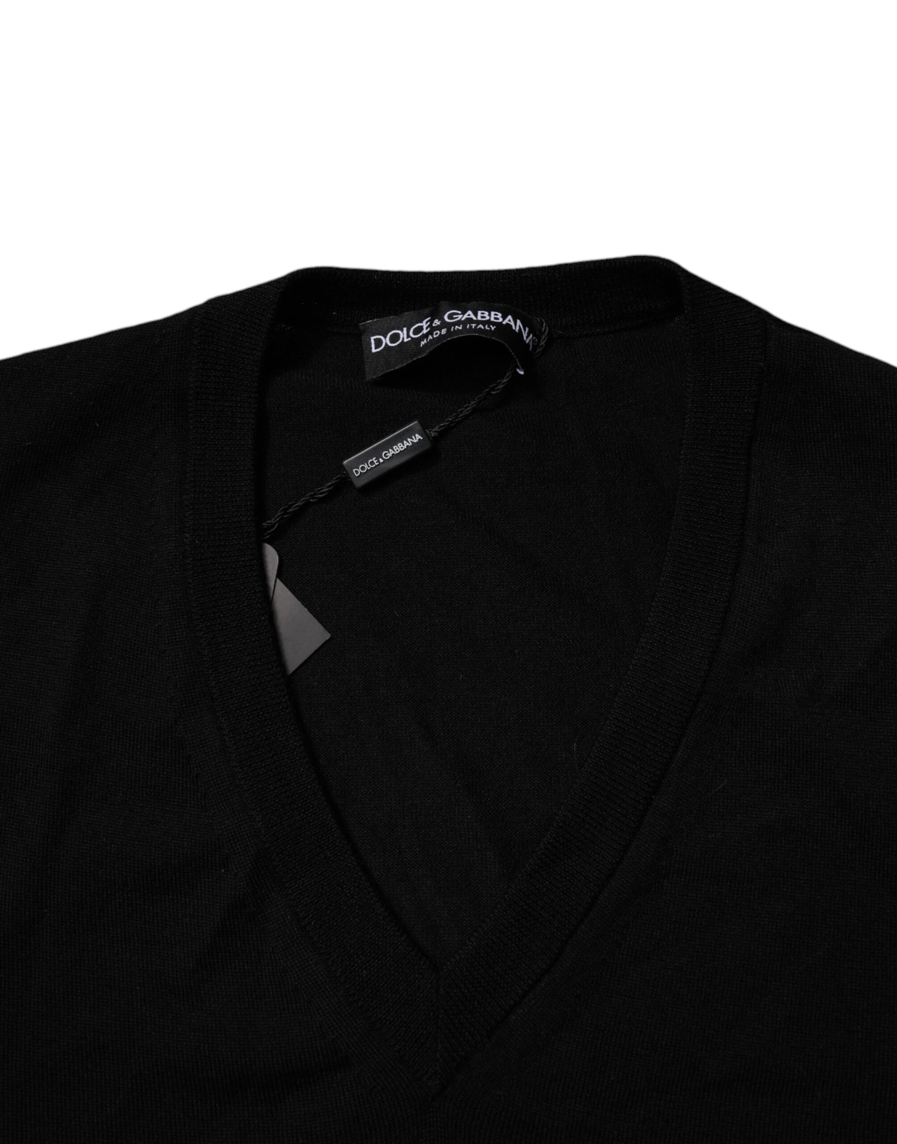 Dolce & Gabbana Black Camouflage V-neck Pullover Sweater | Regal Royce