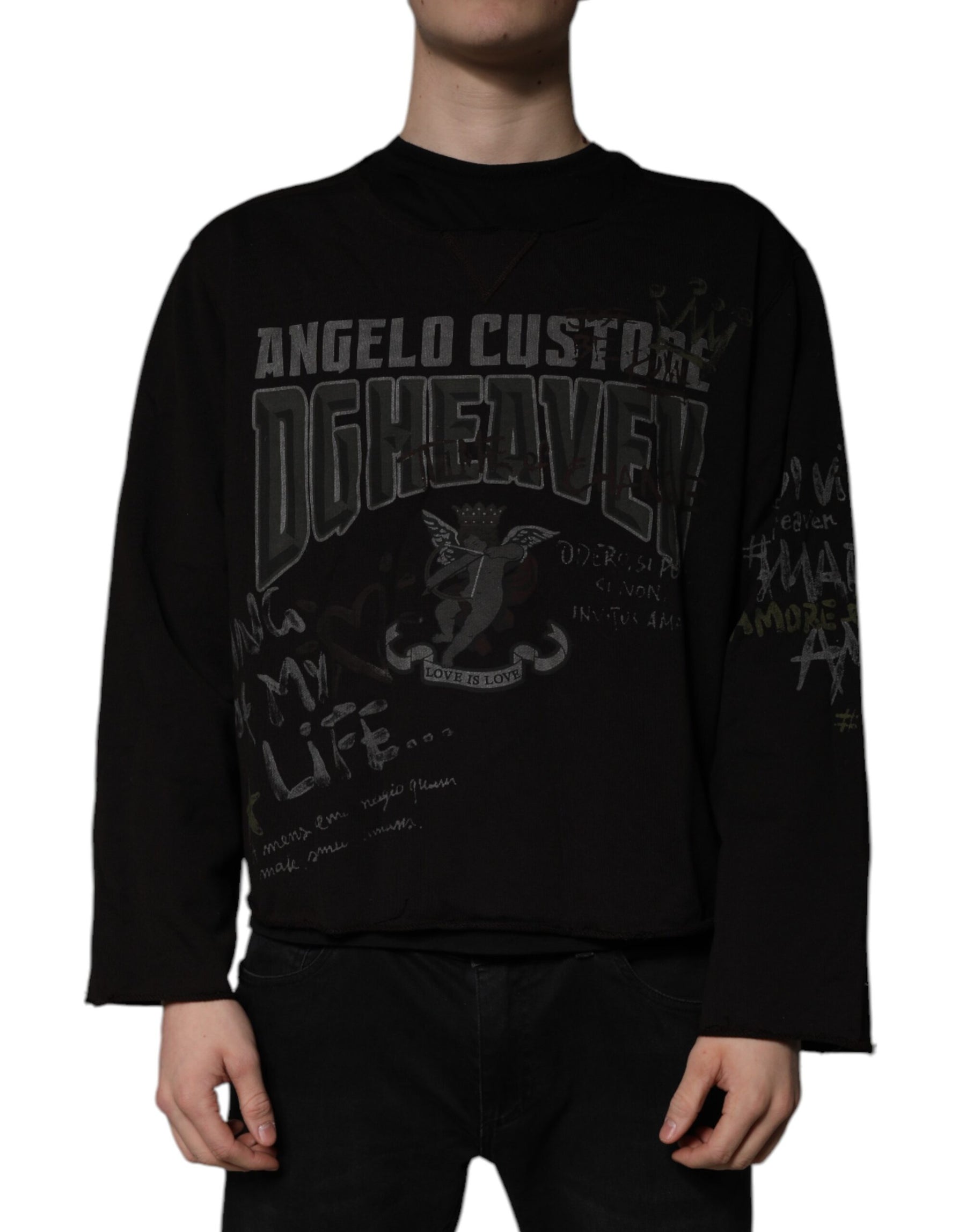 Dolce & Gabbana Black DG Heaven Crew Neck Pullover Sweater | Regal Royce