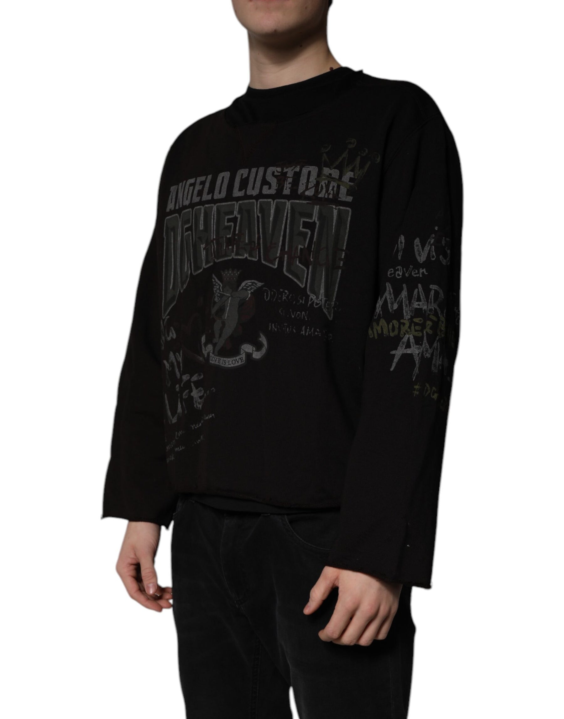 Dolce & Gabbana Black DG Heaven Crew Neck Pullover Sweater | Regal Royce
