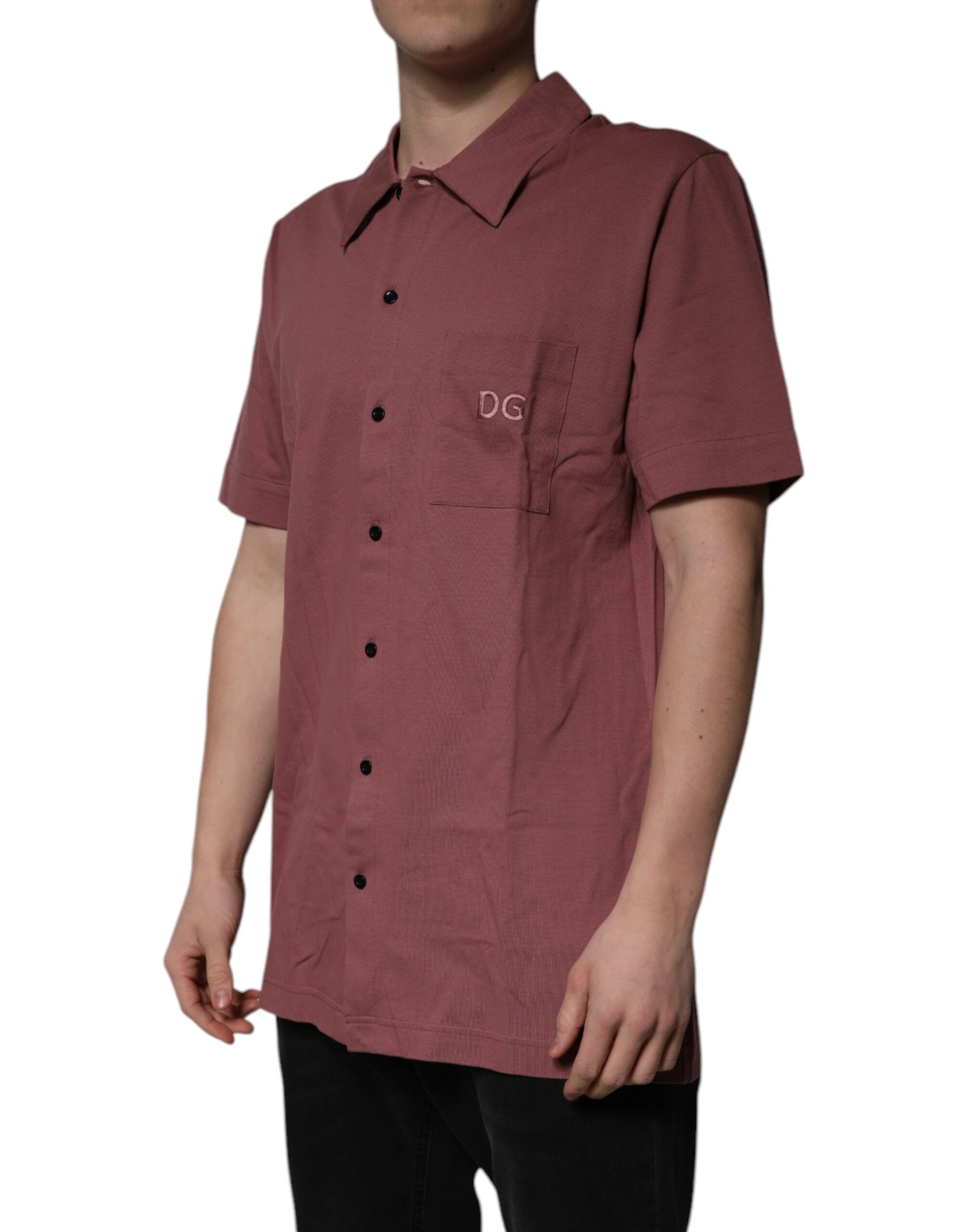 Dolce & Gabbana Dark Pink Button Down Casual Polo Men Shirt | Regal Royce