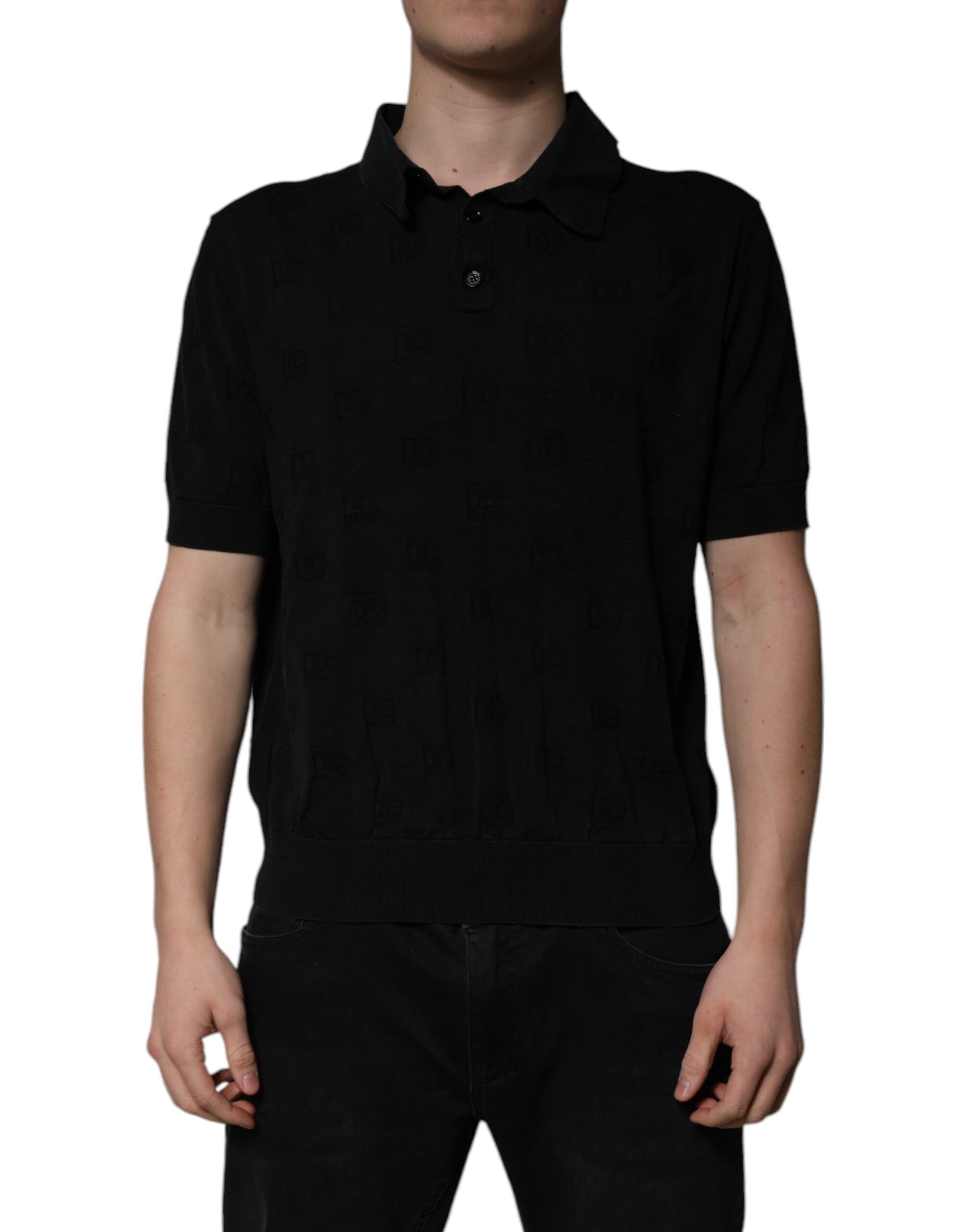 Dolce & Gabbana Black Silk Collared Polo T-shirt | Regal Royce