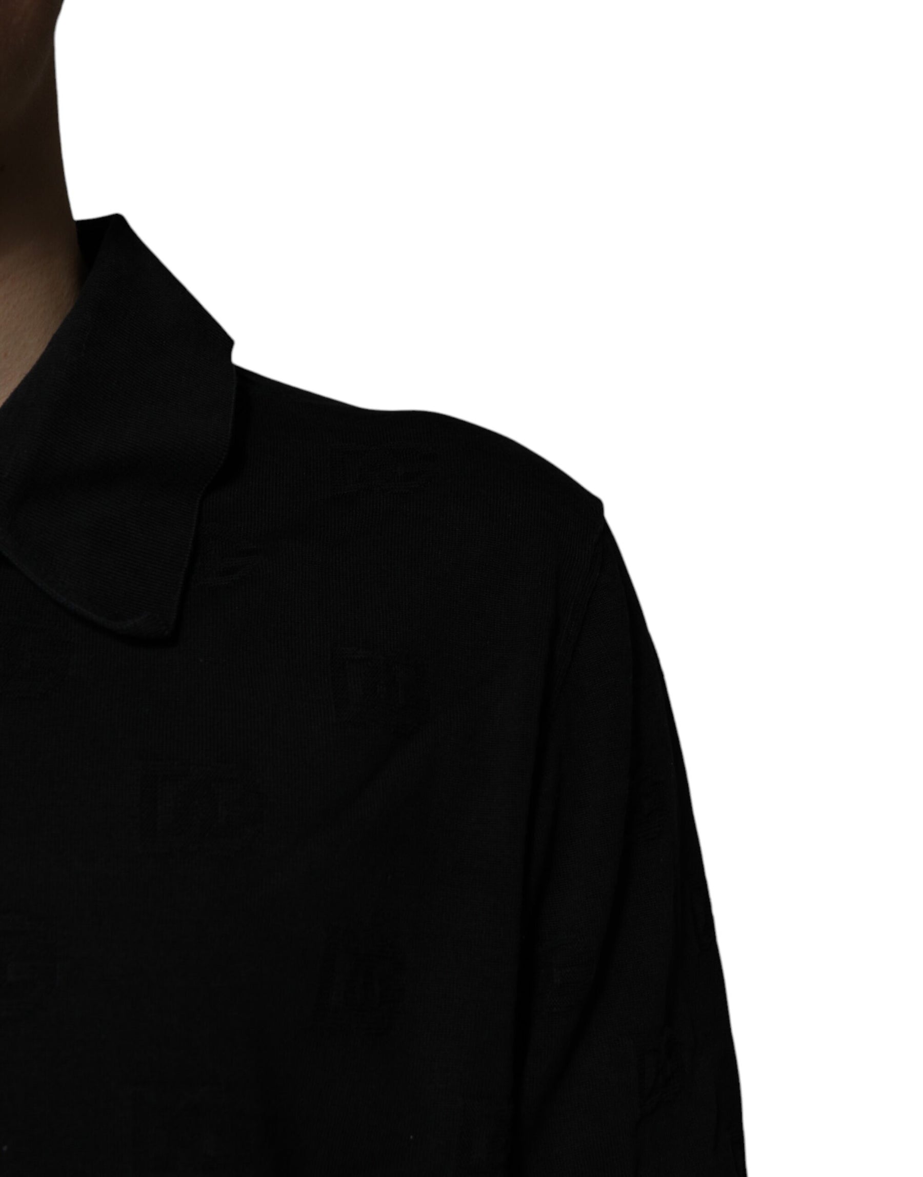 Dolce & Gabbana Black Silk Collared Polo T-shirt | Regal Royce
