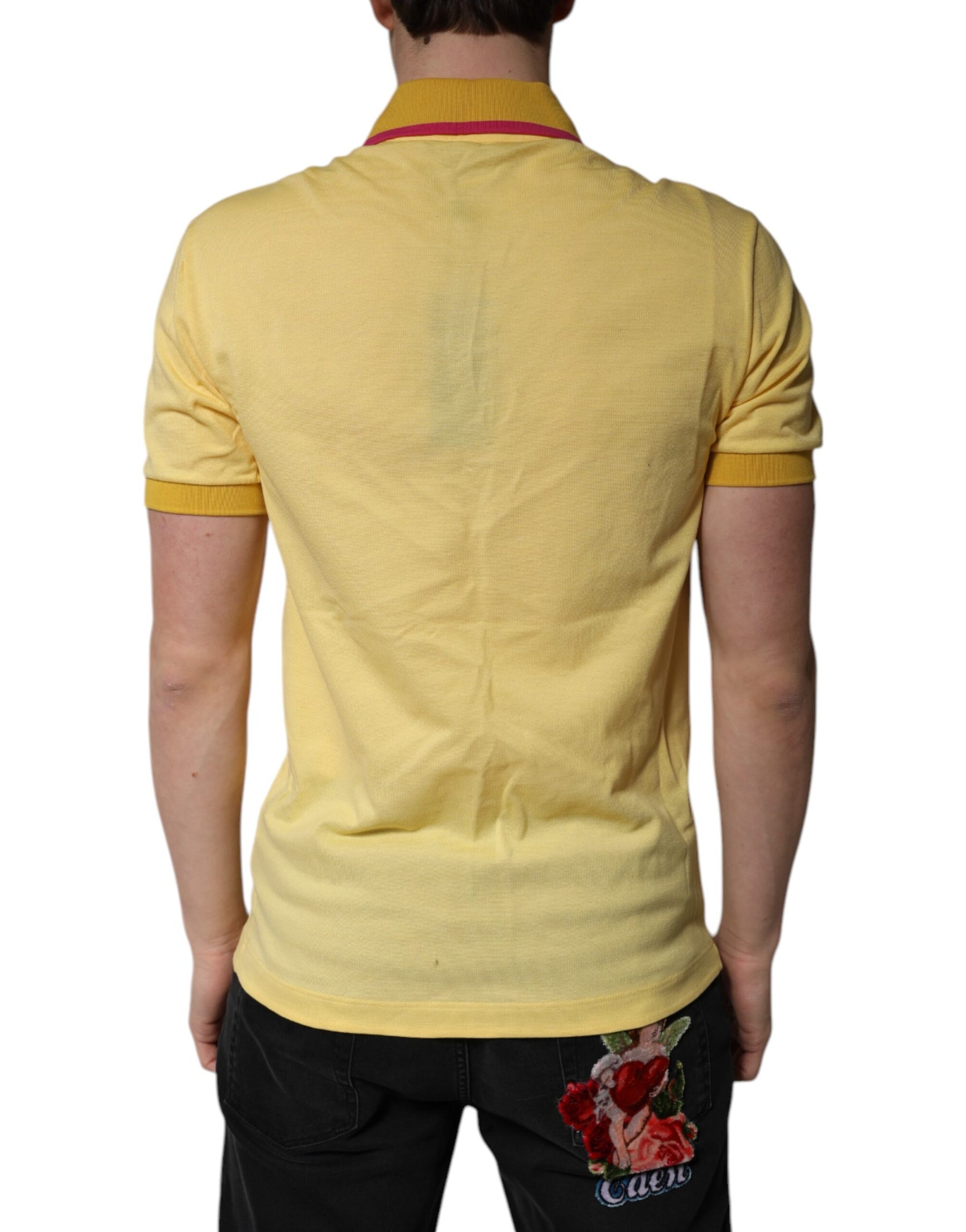 Dolce & Gabbana Yellow Cotton Logo Collared Polo T-shirt | Regal Royce