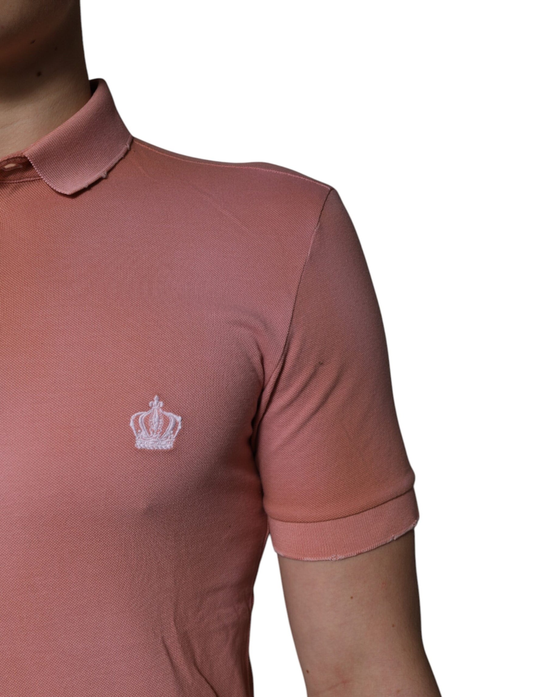 Dolce & Gabbana Pink Cotton Crown Collared Polo T-shirt | Regal Royce