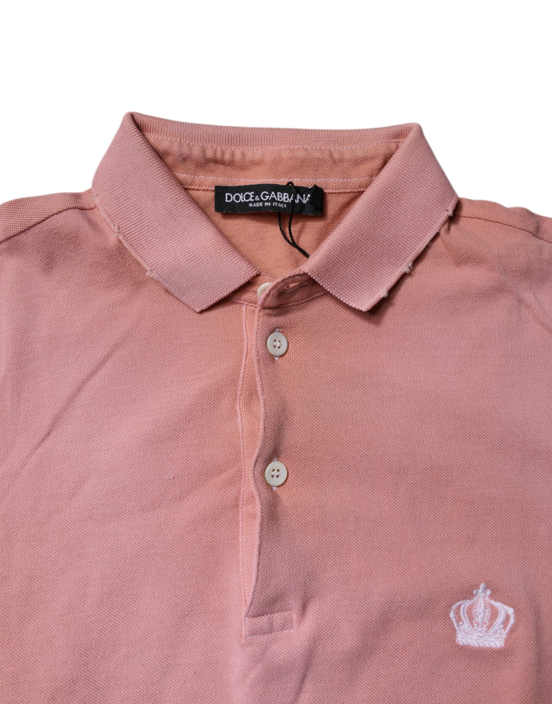Dolce & Gabbana Pink Cotton Crown Collared Polo T-shirt | Regal Royce
