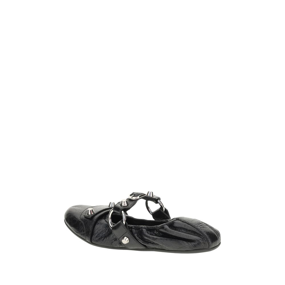 Balenciaga Black Calf Leather Bos Taurus Ballet Flats | Regal Royce