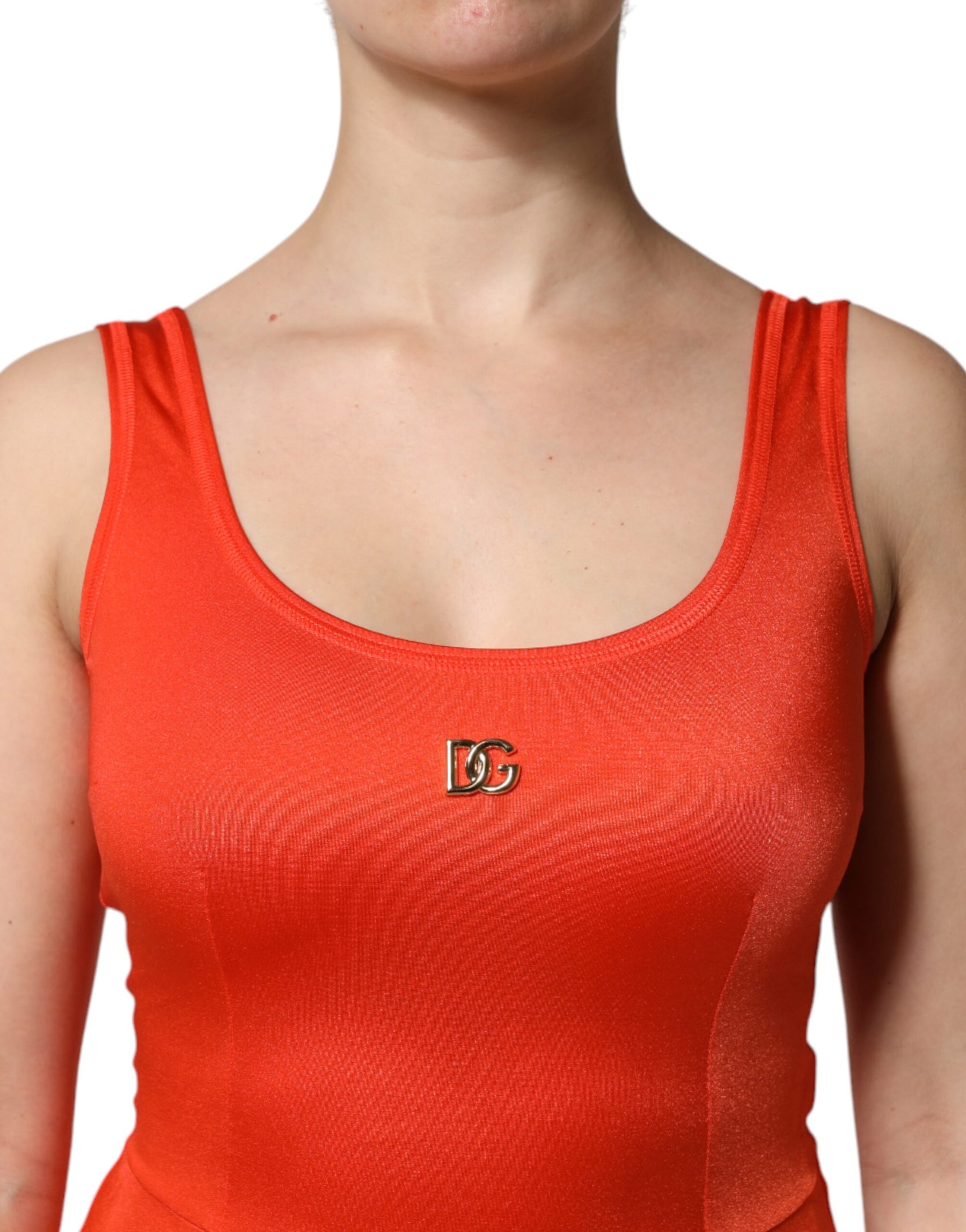 Dolce & Gabbana Orange Sleeveless Bodycon Jumpsuit Dress | Regal Royce