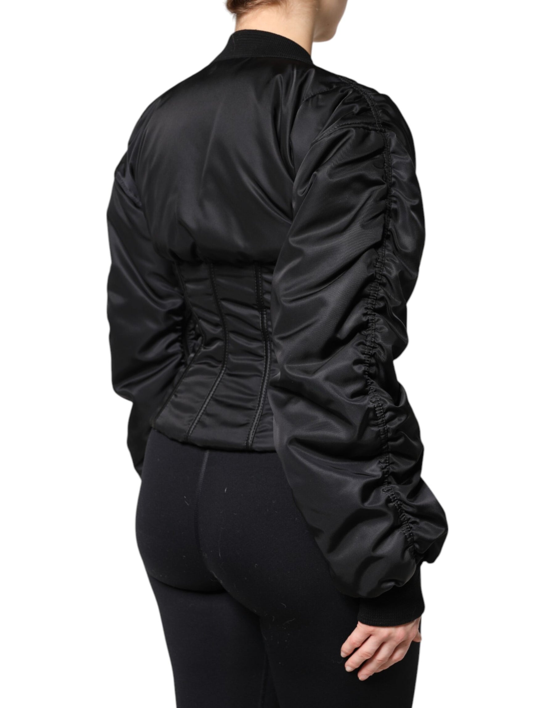 Dolce & Gabbana Black Nylon Full Zip Bustier Corset Jacket | Regal Royce