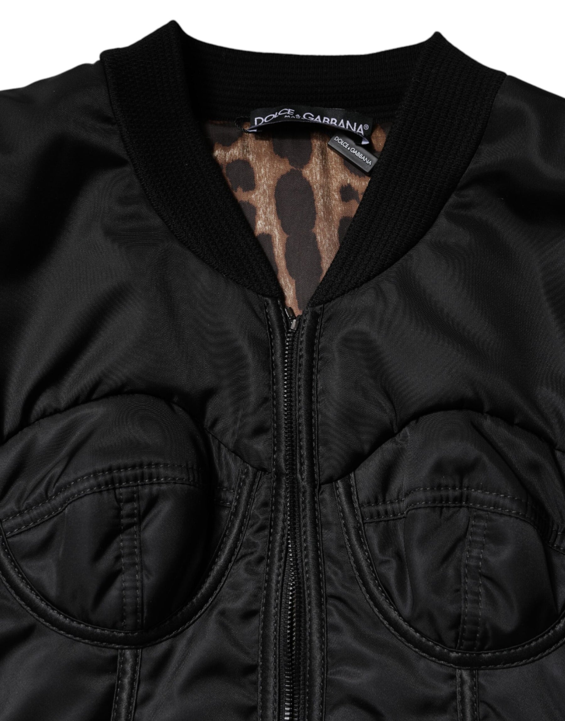 Dolce & Gabbana Black Nylon Full Zip Bustier Corset Jacket | Regal Royce