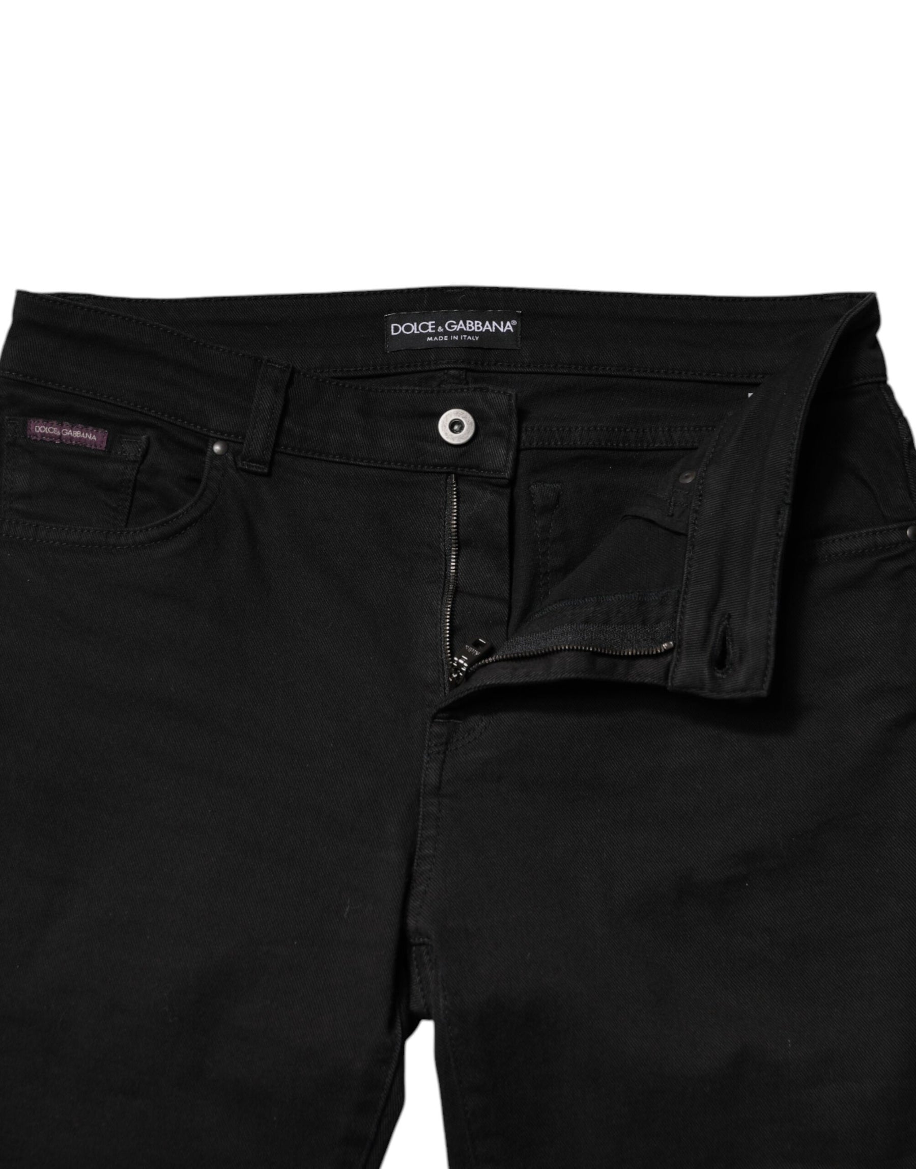 Dolce & Gabbana Black Cotton Mid Waisted Skinny Denim Jeans | Regal Royce