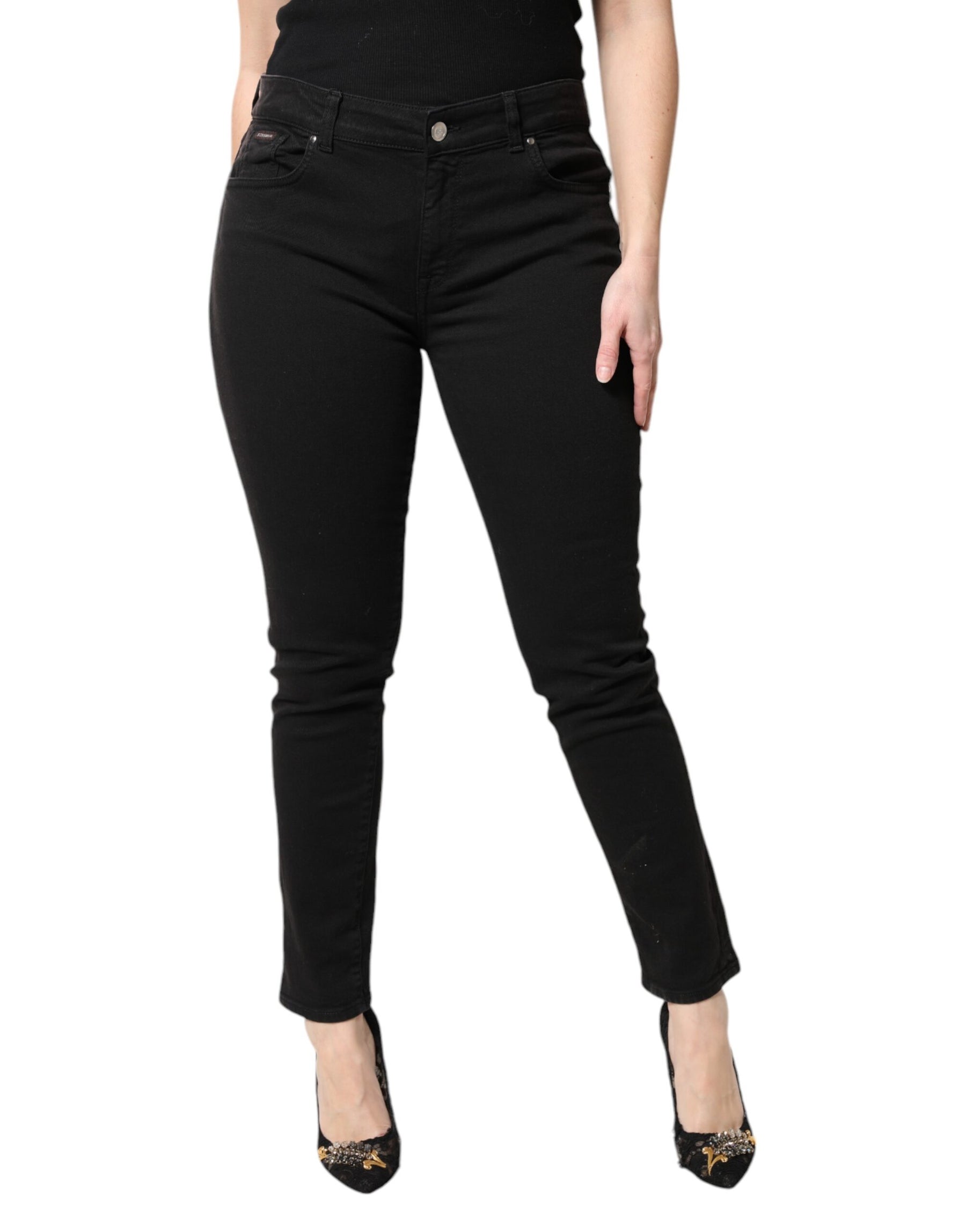 Dolce & Gabbana Black Cotton Mid Waisted Skinny Denim Jeans | Regal Royce