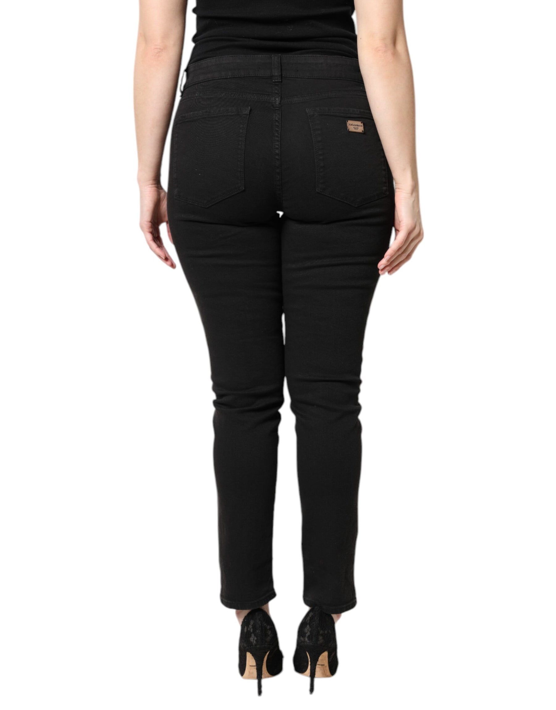Dolce & Gabbana Black Cotton Mid Waisted Skinny Denim Jeans | Regal Royce