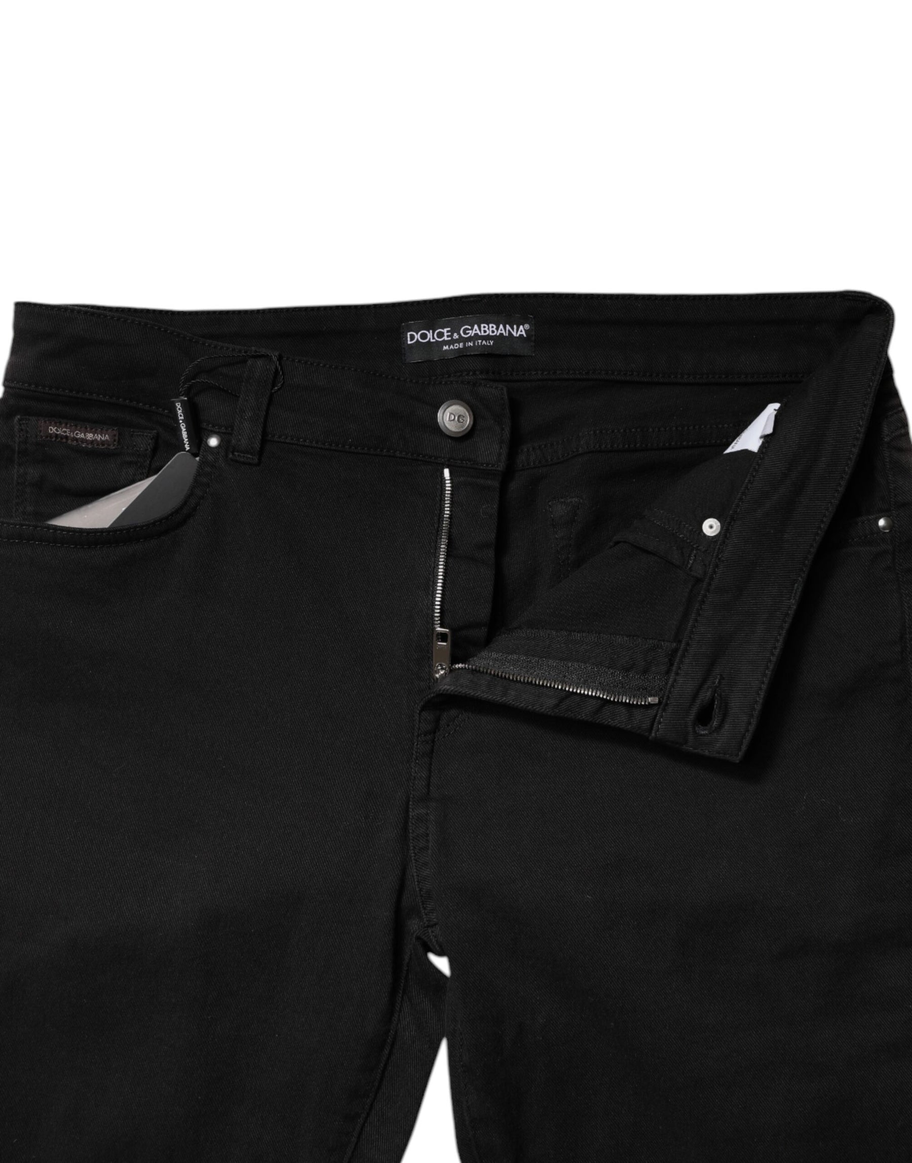 Dolce & Gabbana Black Cotton Mid Waisted Skinny Denim Jeans | Regal Royce
