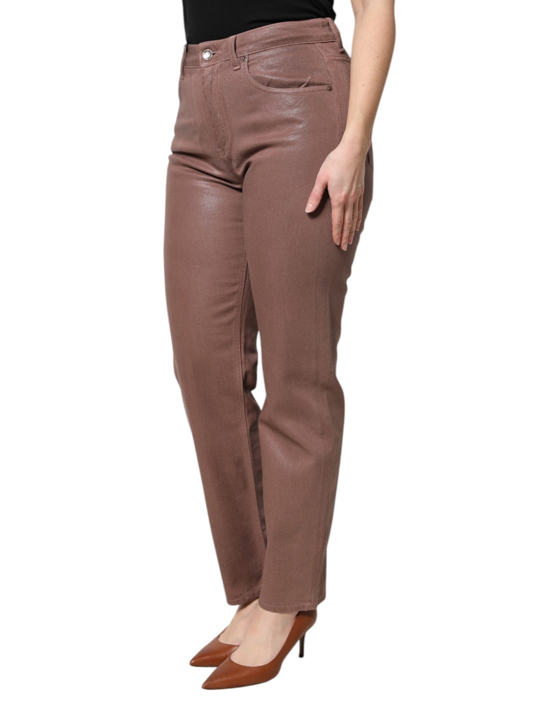 Dolce & Gabbana Brown Cotton High Waist Tapered Denim Jeans | Regal Royce