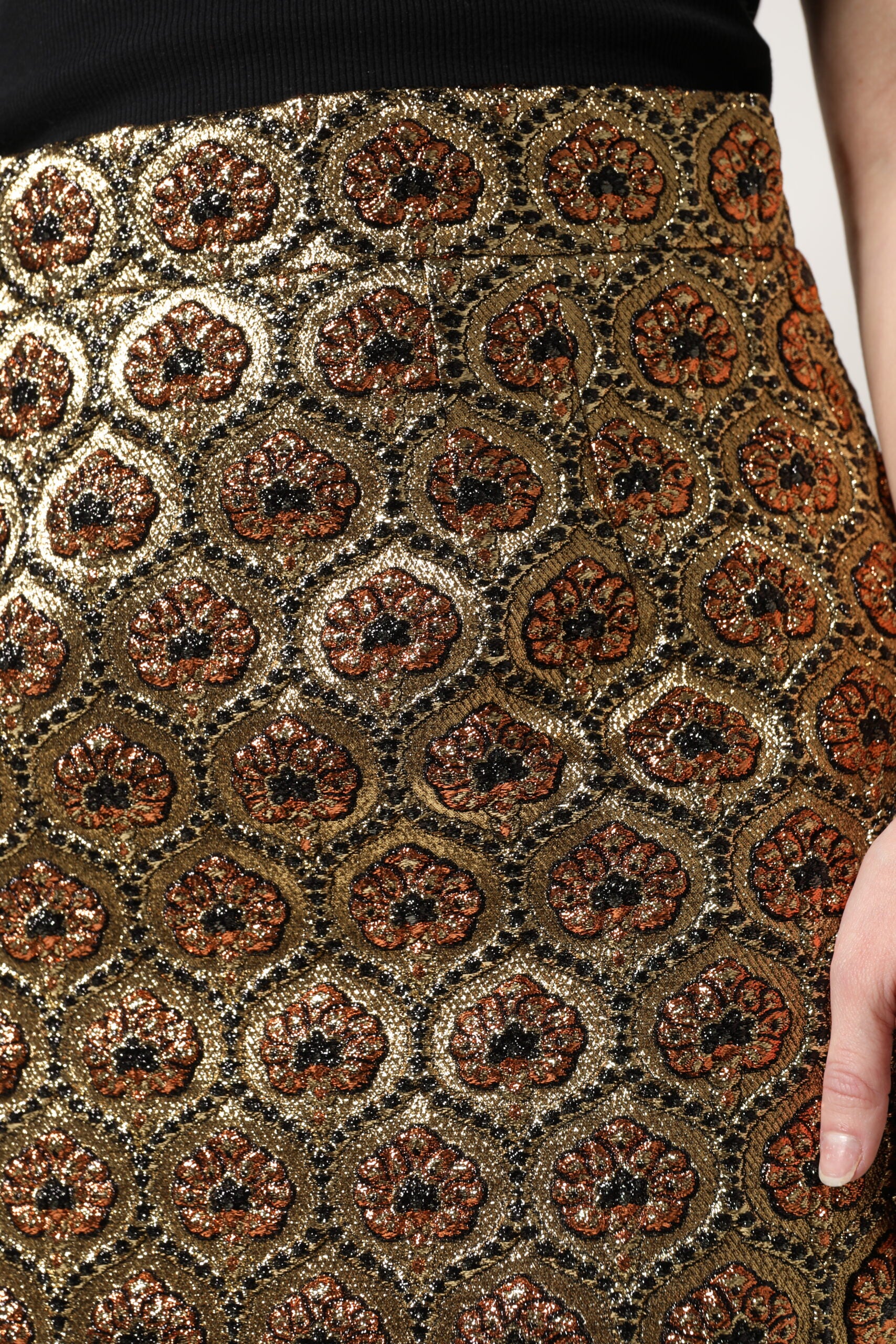 Dolce & Gabbana Brown Polyester Brocade A-line Mini Skirt | Regal Royce