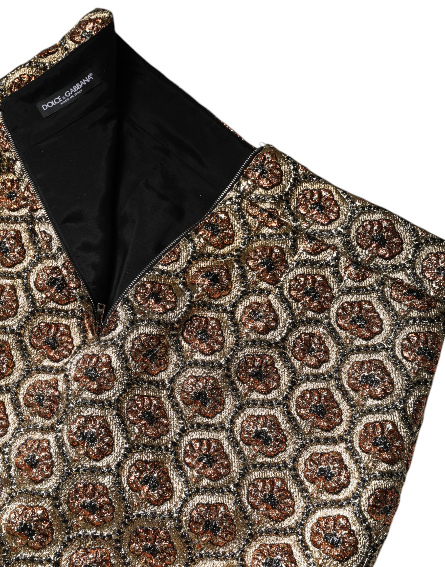 Dolce & Gabbana Brown Polyester Brocade A-line Mini Skirt | Regal Royce