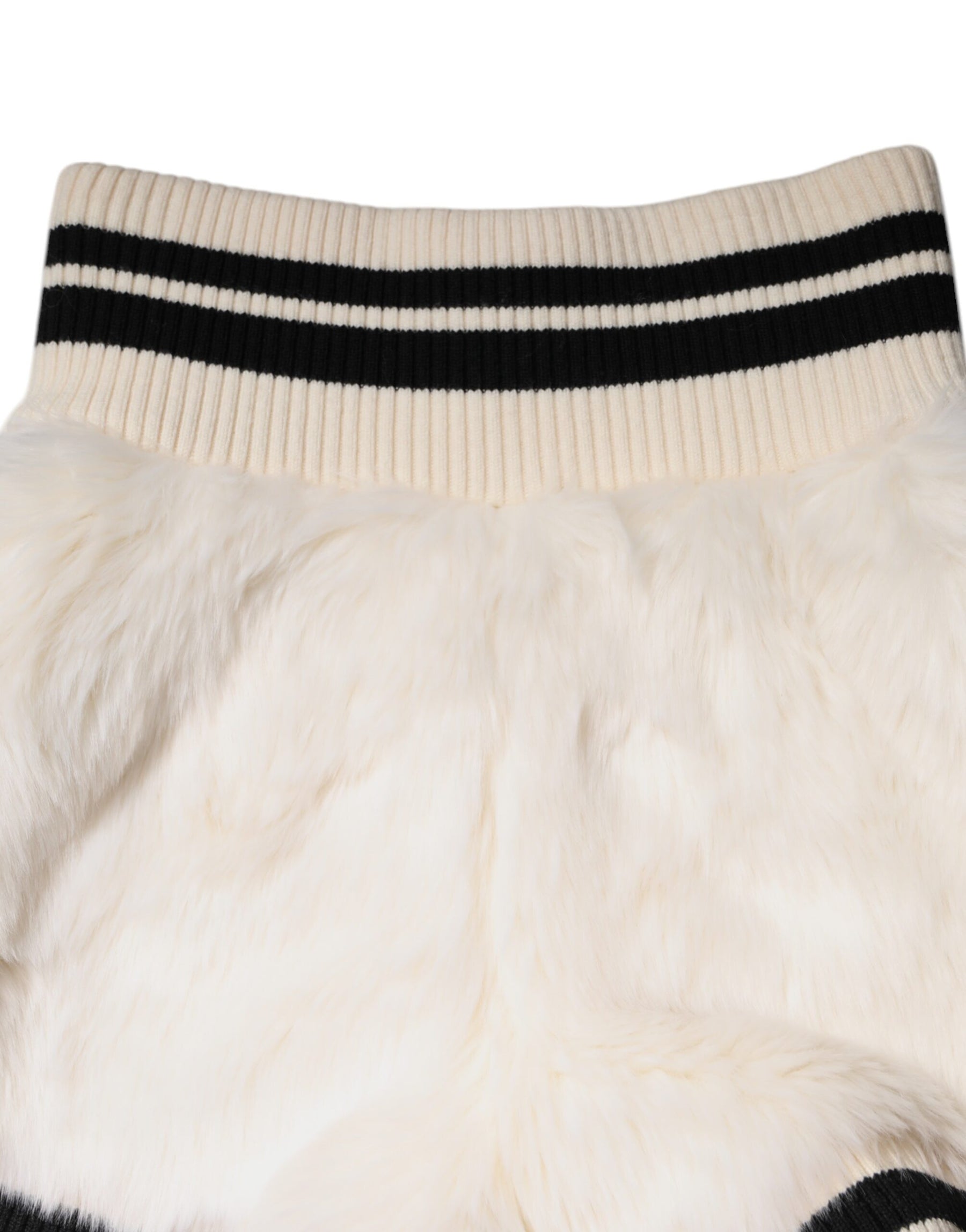 Dolce & Gabbana White Faux Fur High Waisted Hot Pants Short | Regal Royce
