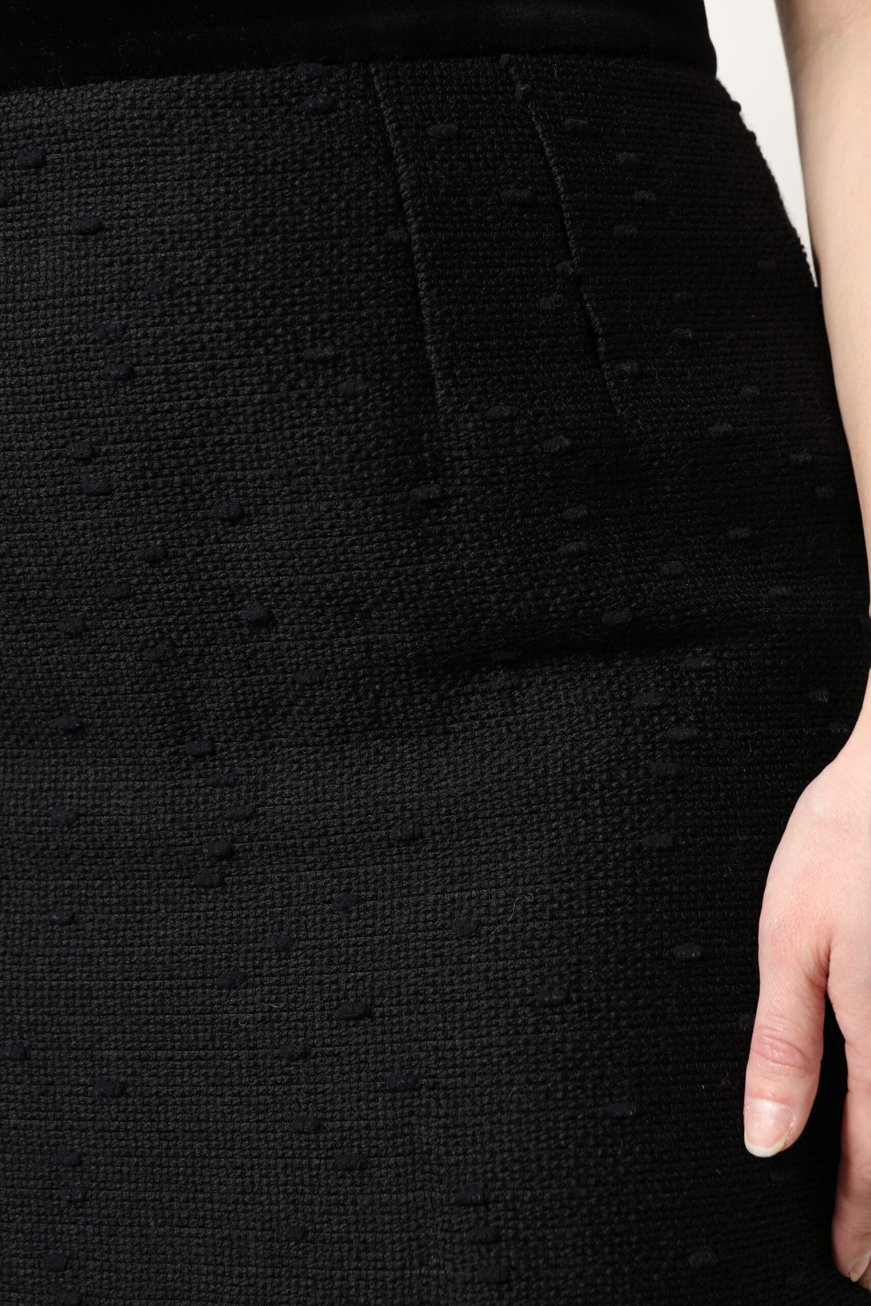 Dolce & Gabbana Black Wool Fringe High Waist Pencil Mini Skirt | Regal Royce