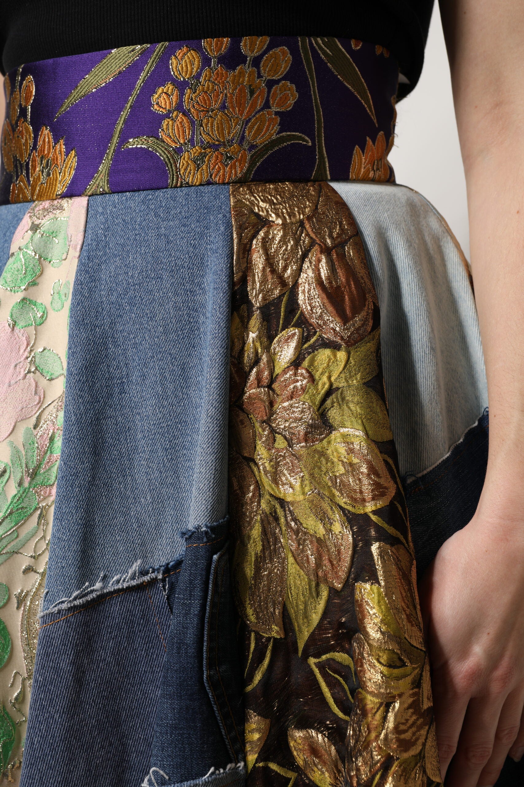 Dolce & Gabbana Multicolor Patchwork High Waisted Midi Skirt | Regal Royce