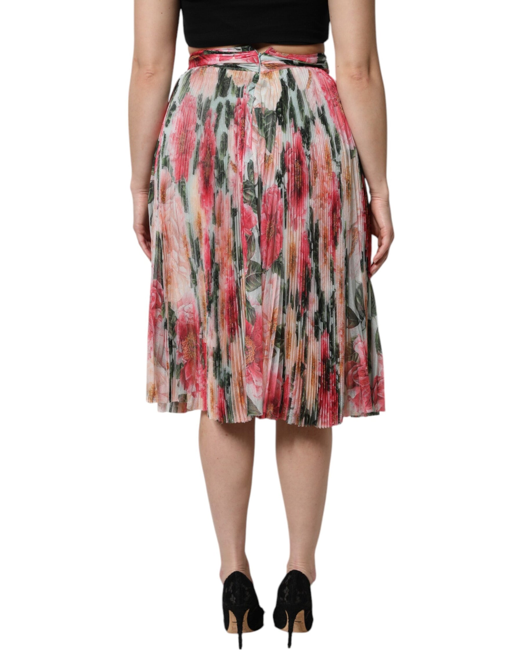 Dolce & Gabbana Multicolor Silk Floral High Waist Midi Skirt | Regal Royce