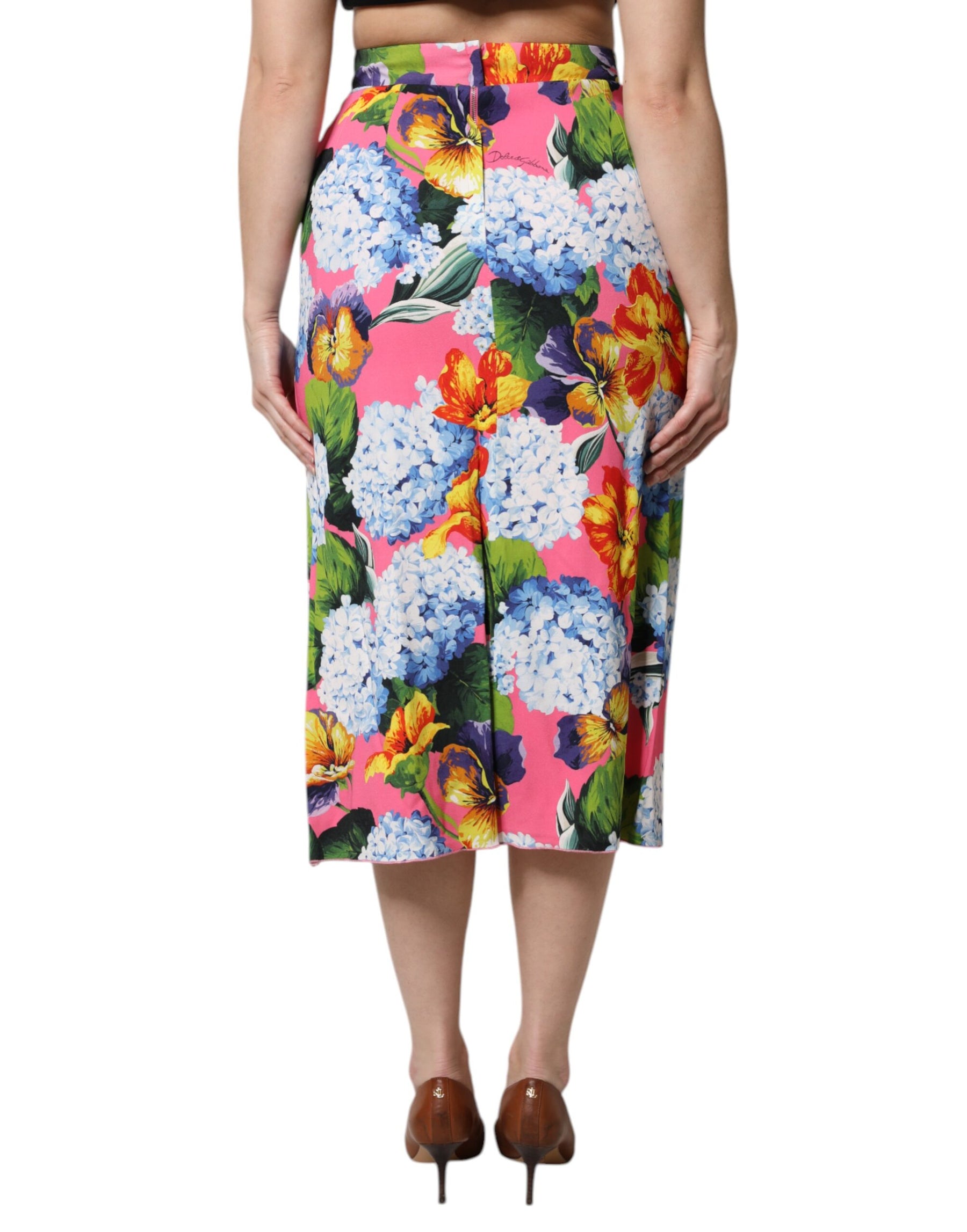 Dolce & Gabbana Multicolor Floral Print High Waist Midi Skirt | Regal Royce