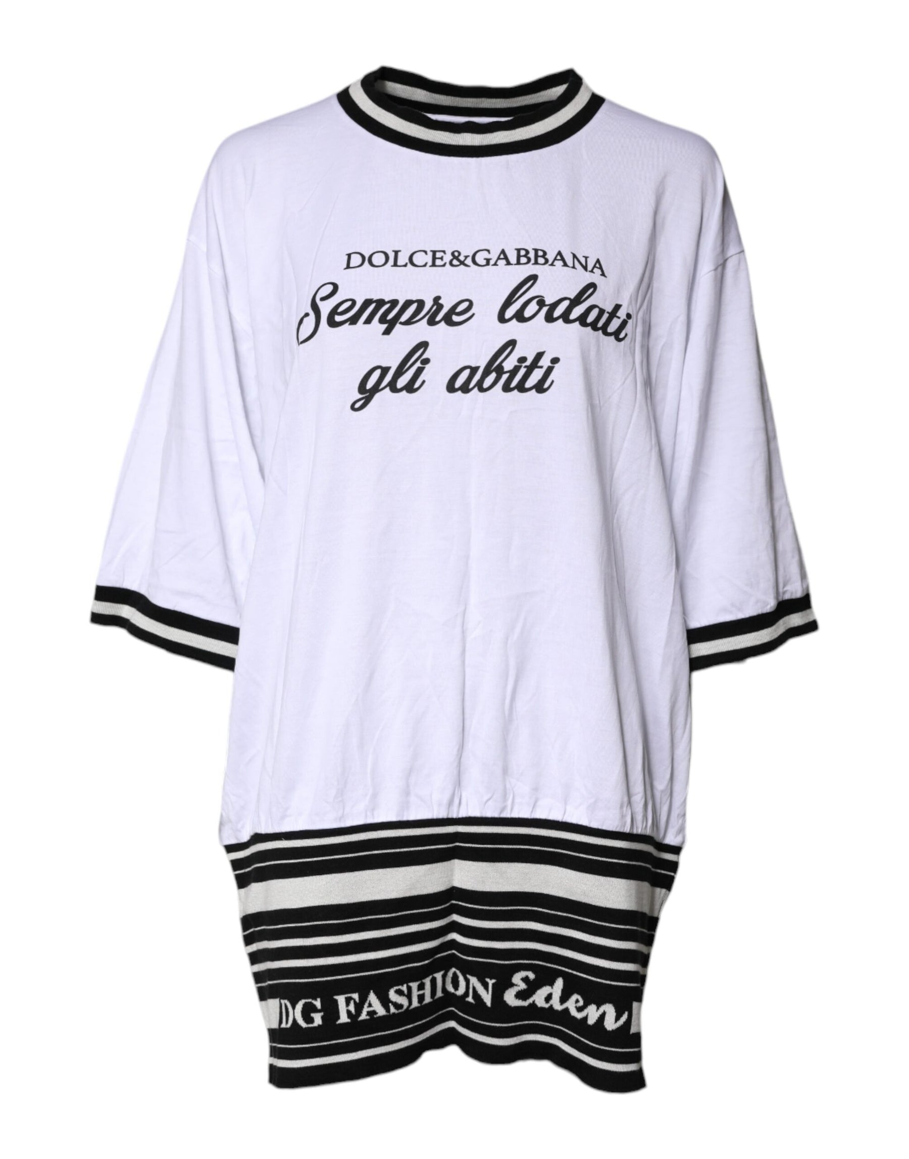Dolce & Gabbana White Cotton DG Fashion Crew Neck Tee T-shirt | Regal Royce