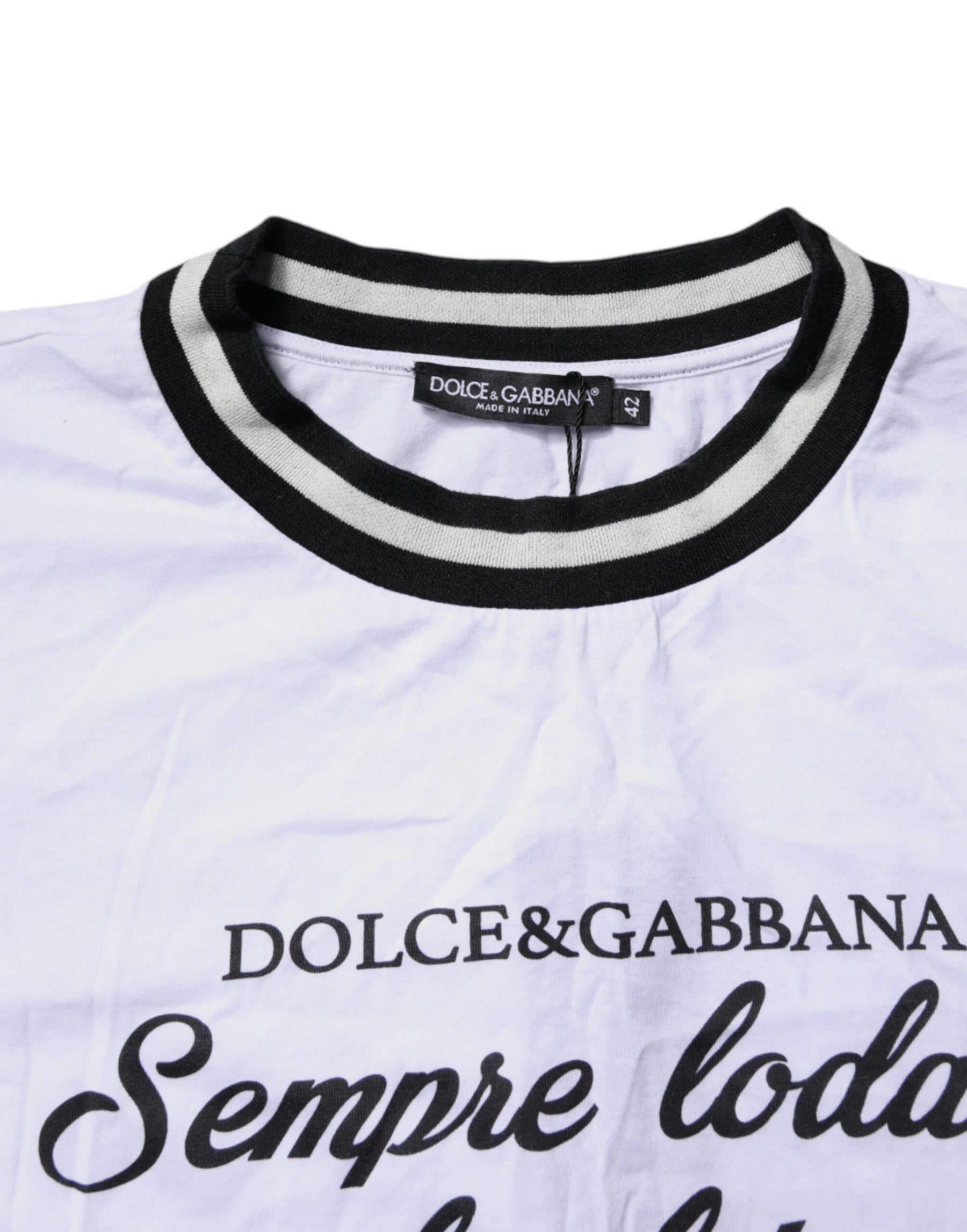 Dolce & Gabbana White Cotton DG Fashion Crew Neck Tee T-shirt | Regal Royce