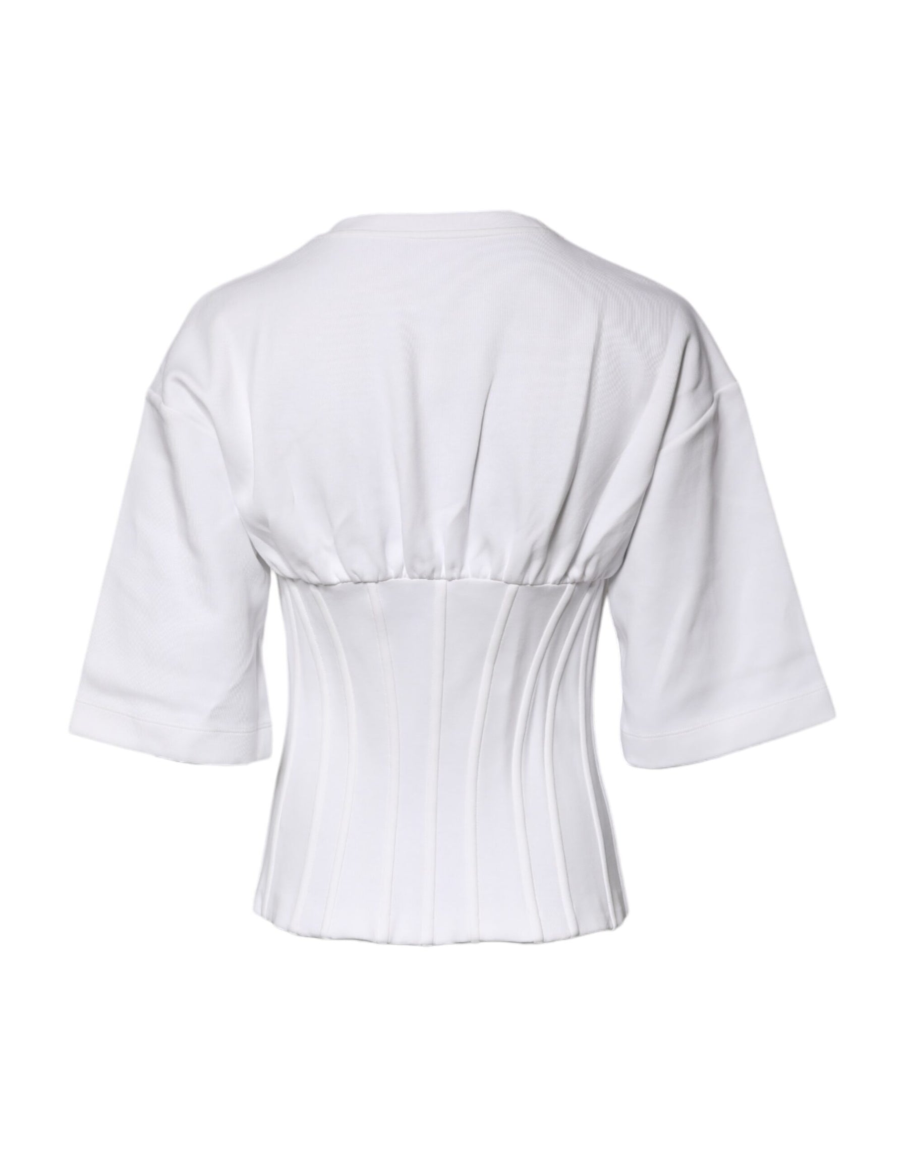Dolce & Gabbana White Cotton Blend 3/4 Sleeves Blouse Top | Regal Royce