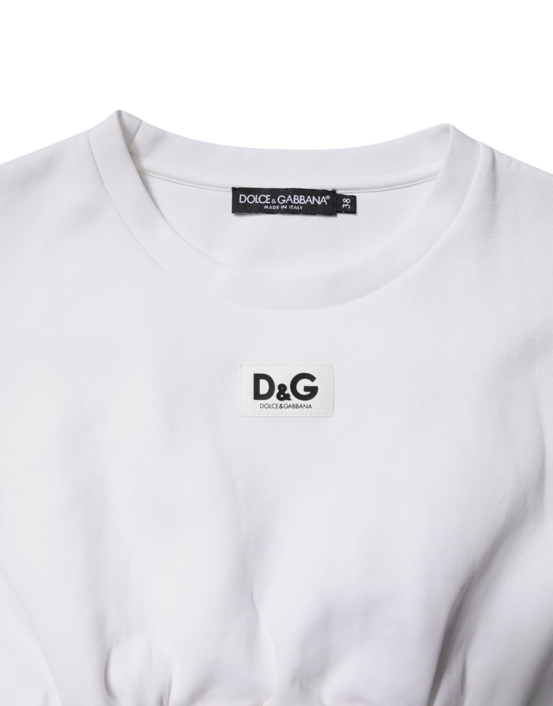 Dolce & Gabbana White Cotton Blend 3/4 Sleeves Blouse Top | Regal Royce