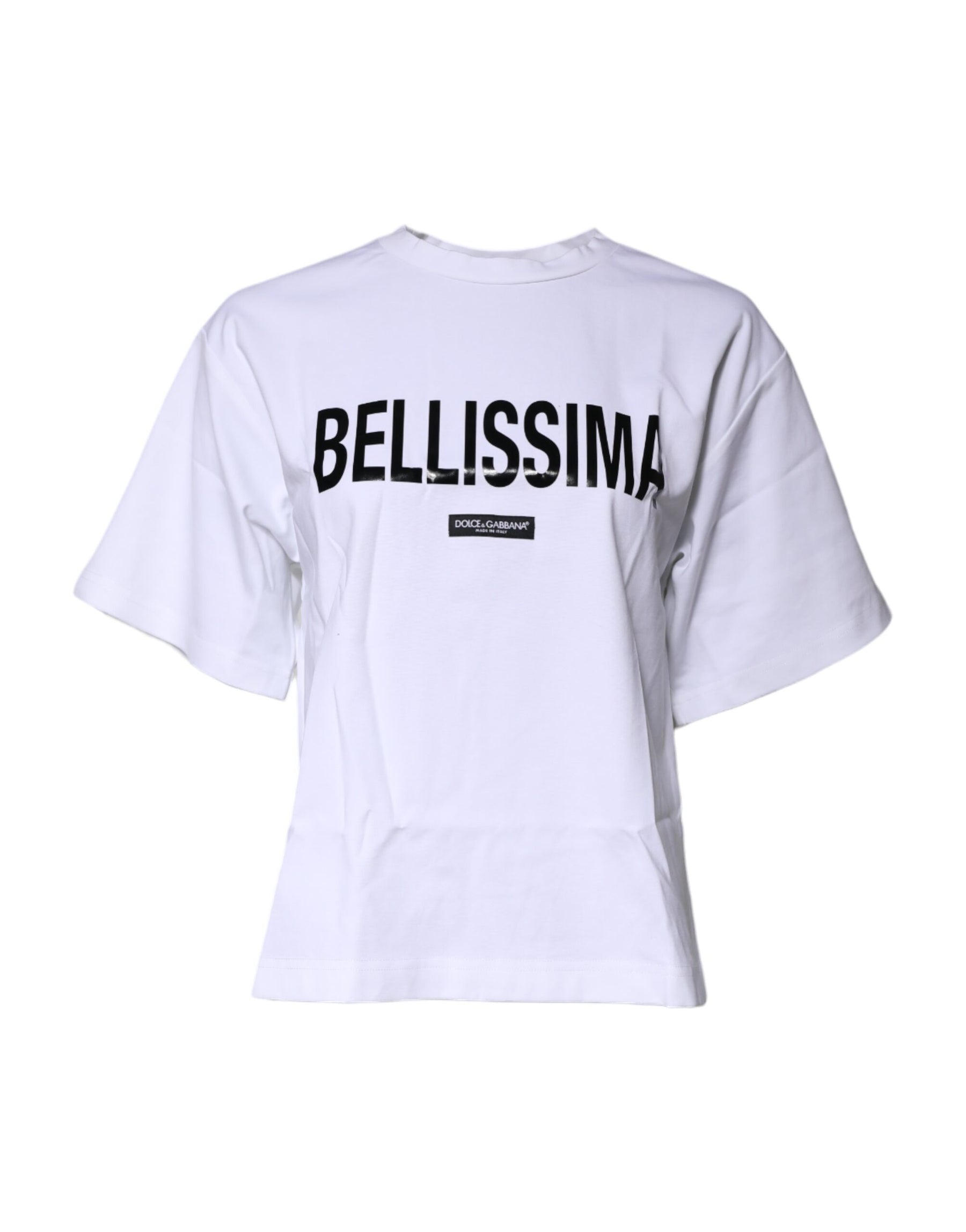 Dolce & Gabbana White Bellissima Cotton Crew Neck T-shirt | Regal Royce