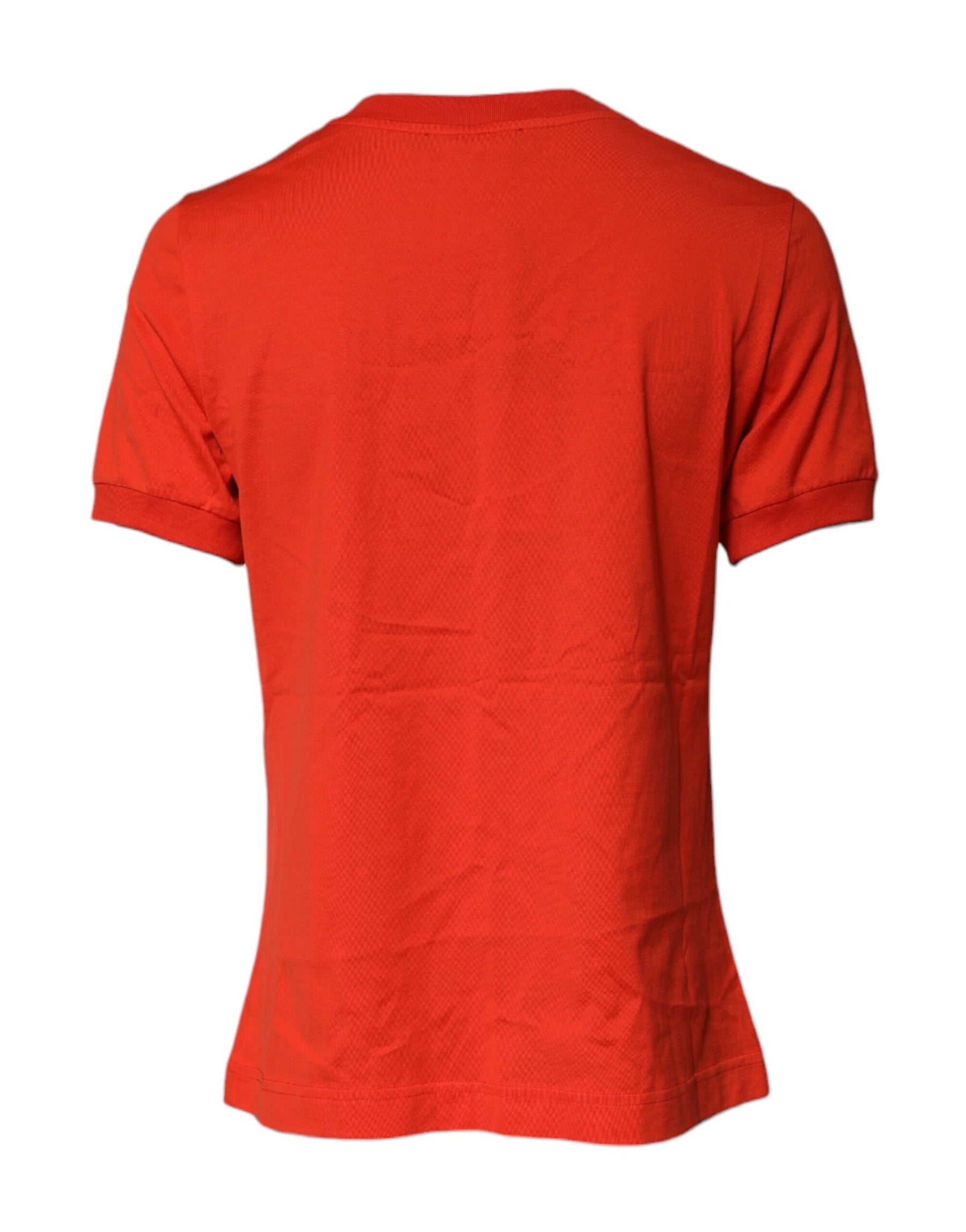 Dolce & Gabbana Red Floral Embroidery Cotton Crew Neck T-shirt | Regal Royce