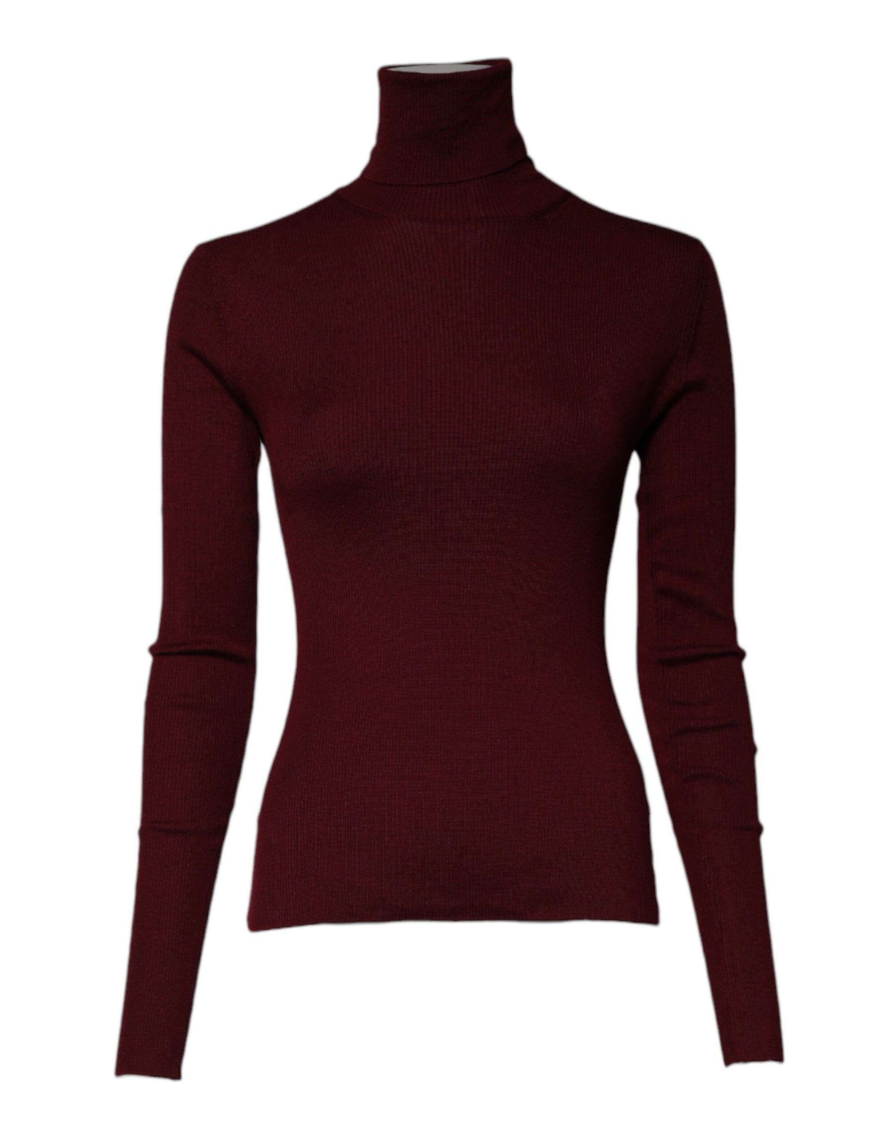 Dolce & Gabbana Burgundy Long Sleeves Turtleneck Slim Sweater | Regal Royce