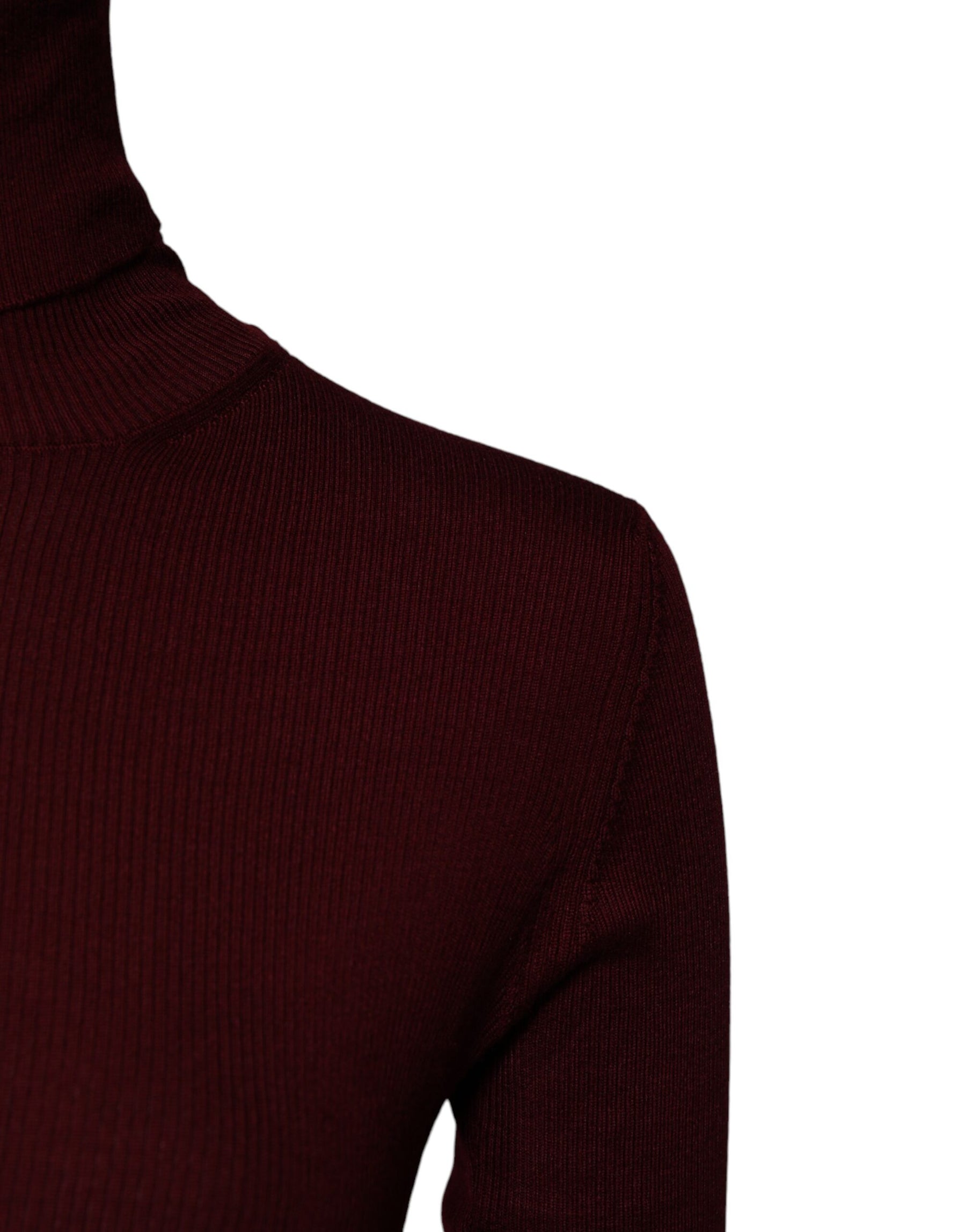 Dolce & Gabbana Burgundy Long Sleeves Turtleneck Slim Sweater | Regal Royce