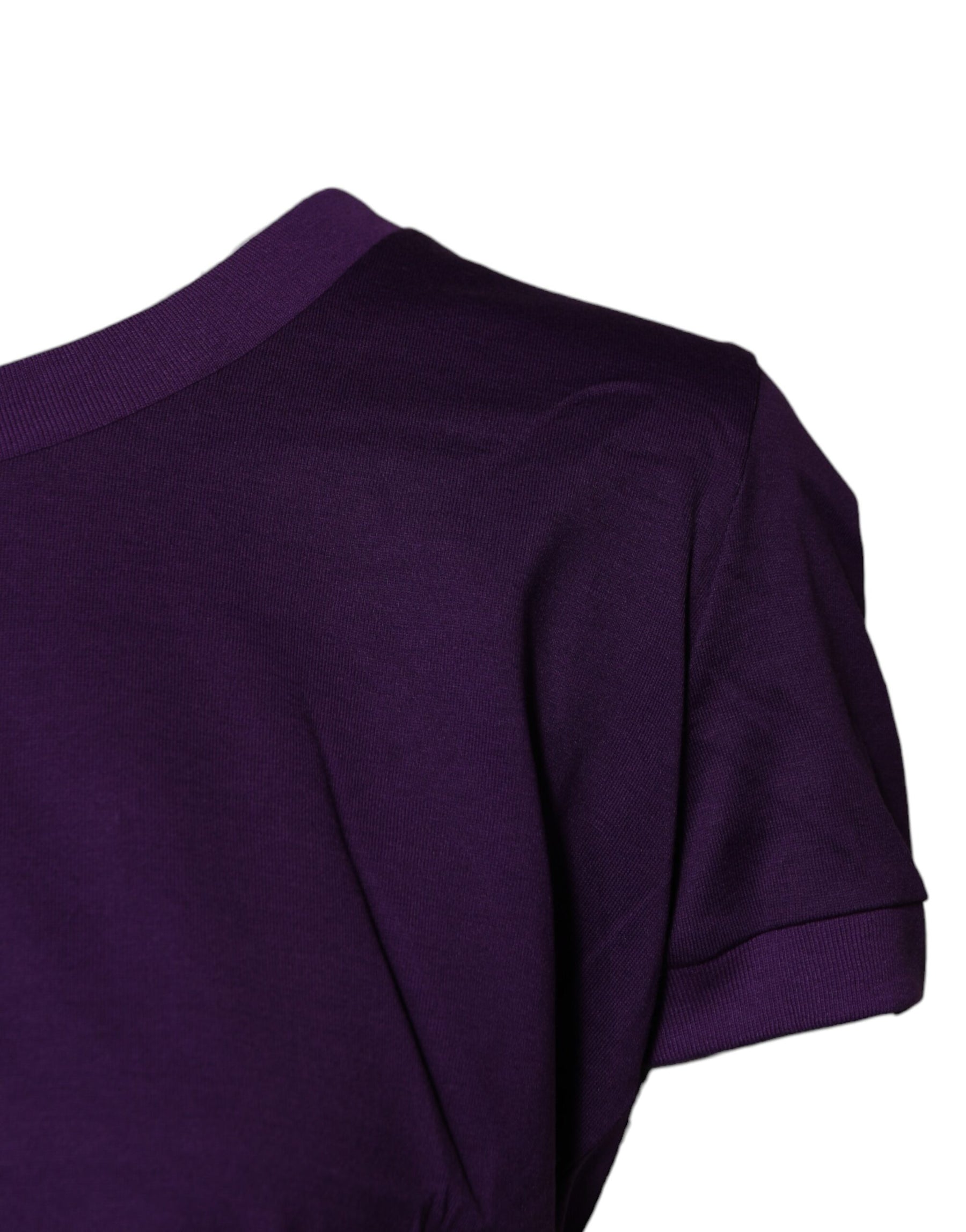 Dolce & Gabbana Violet Cotton Crewneck Short Sleeves T-shirt | Regal Royce