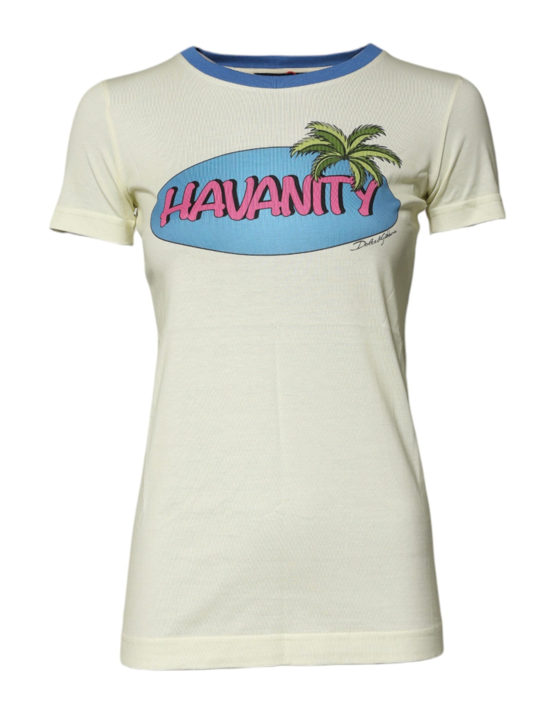 Dolce & Gabbana Light Yellow Cotton Short Sleeve T-shirt | Regal Royce