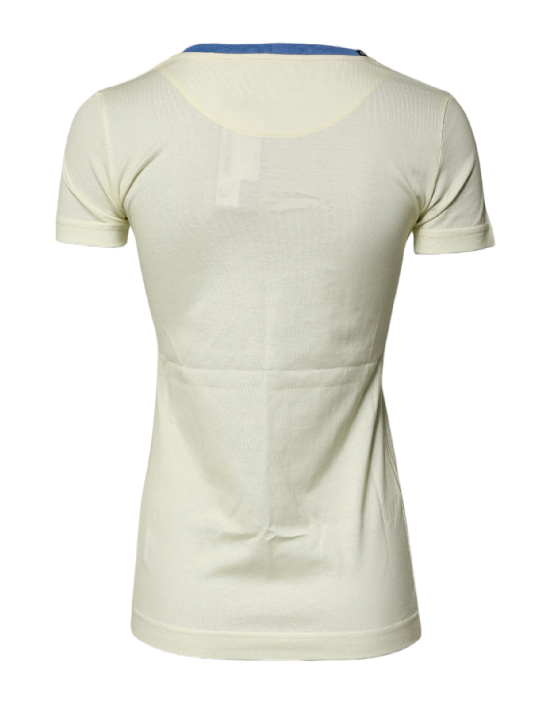 Dolce & Gabbana Light Yellow Cotton Short Sleeve T-shirt | Regal Royce