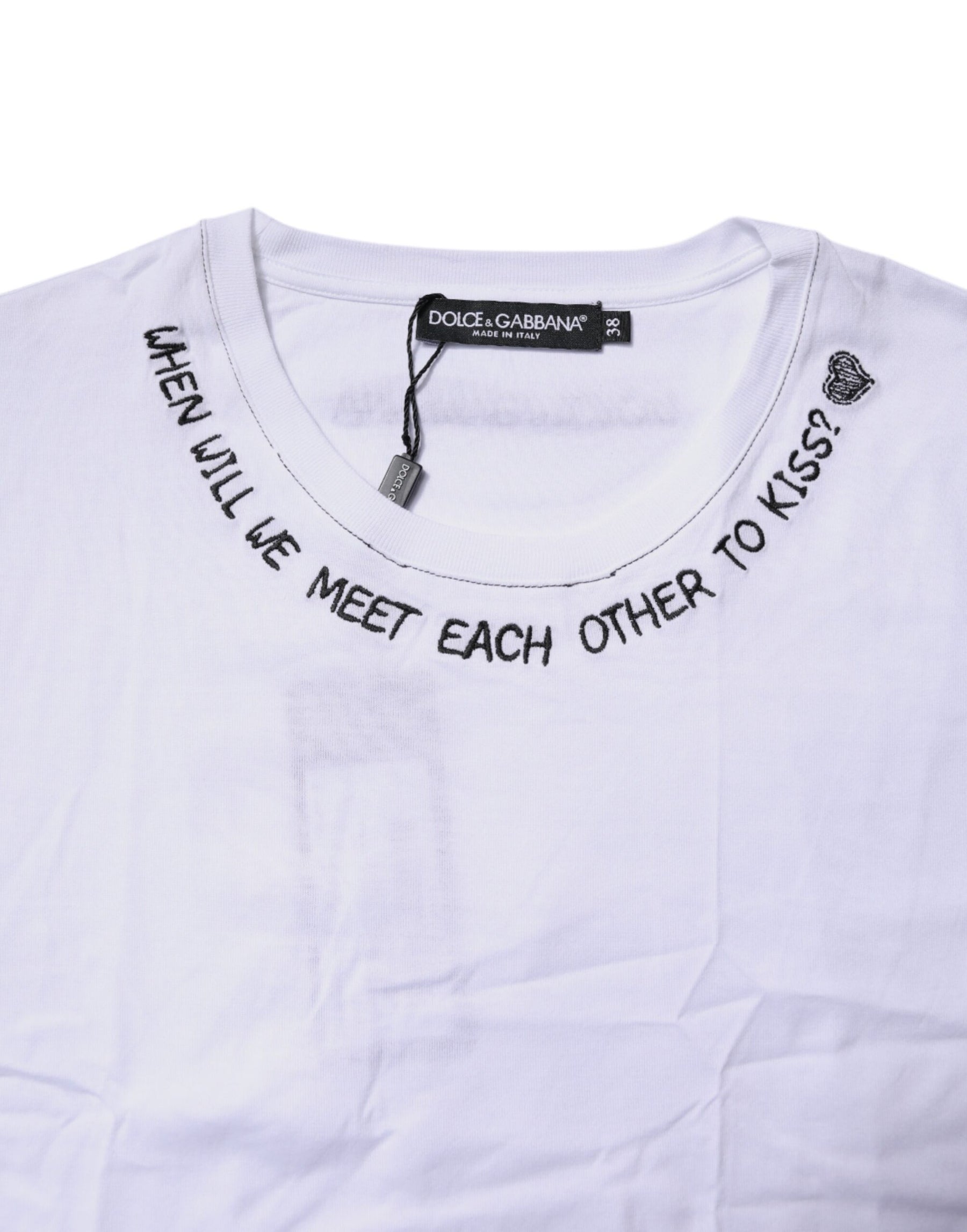 Dolce & Gabbana White Cotton Sleeveless Printed Tank T-shirt | Regal Royce