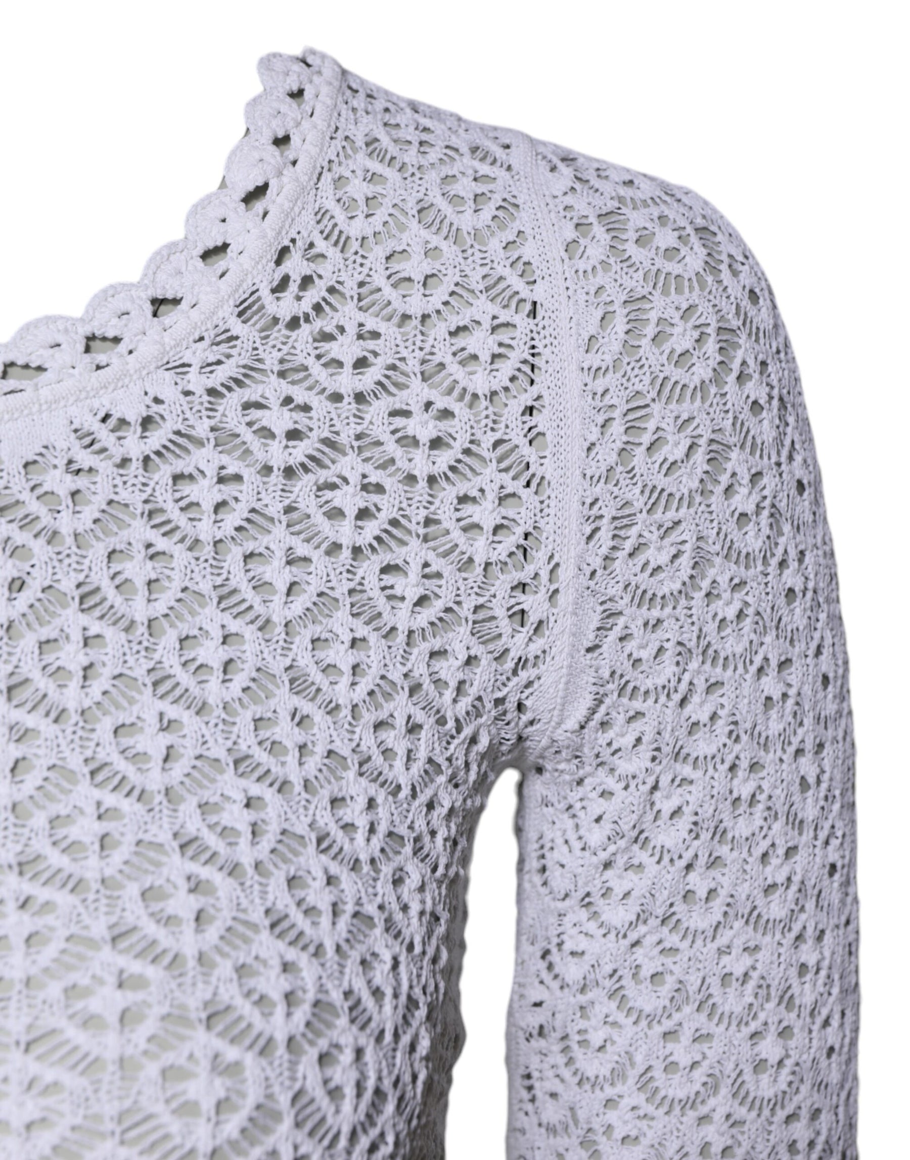 Dolce & Gabbana White Viscose Short Sleeve Crochet Top | Regal Royce